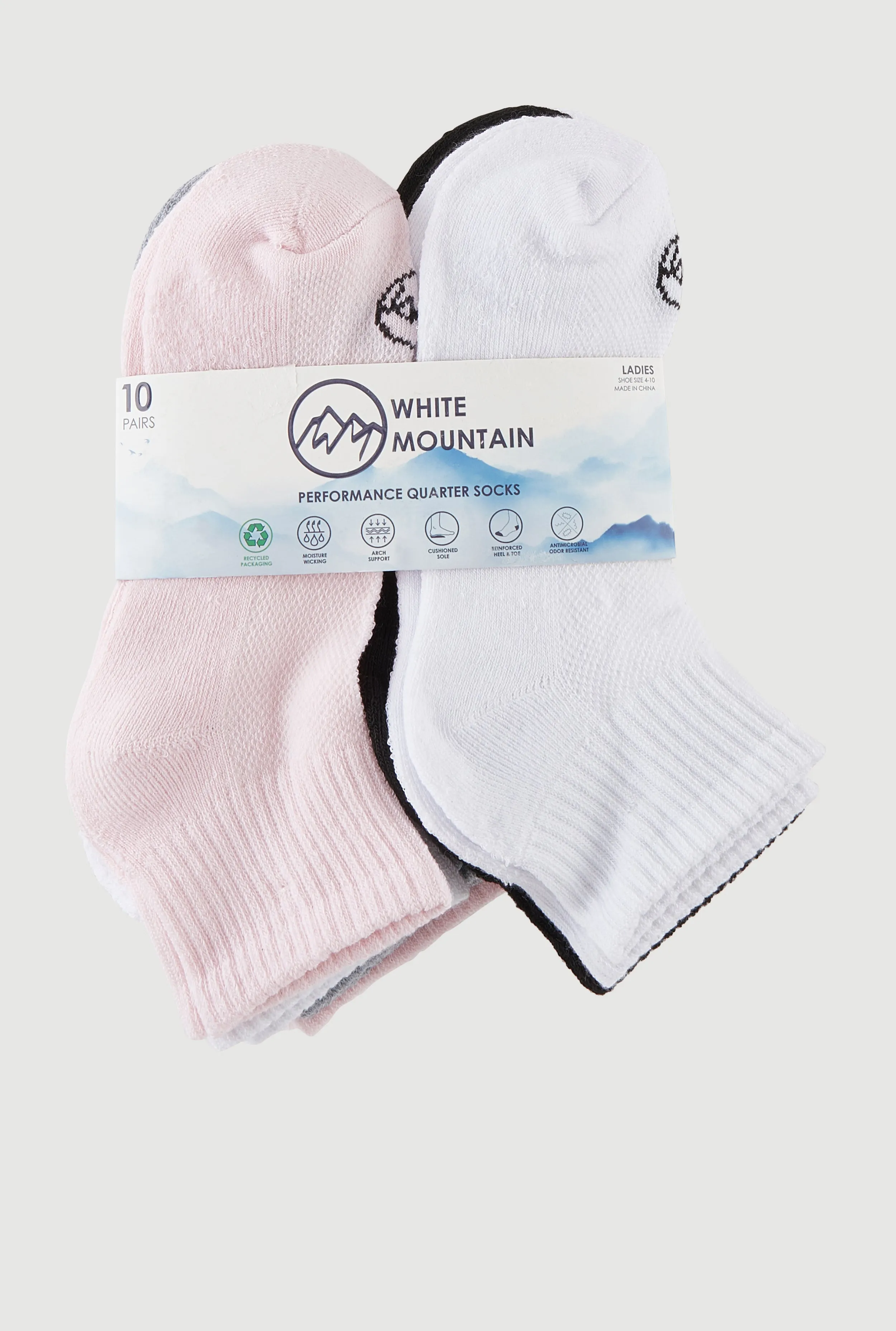 Assorted Performance Quarter Socks 10 Pack Size 4-10 sold by Rainbow product image thumbnail 3