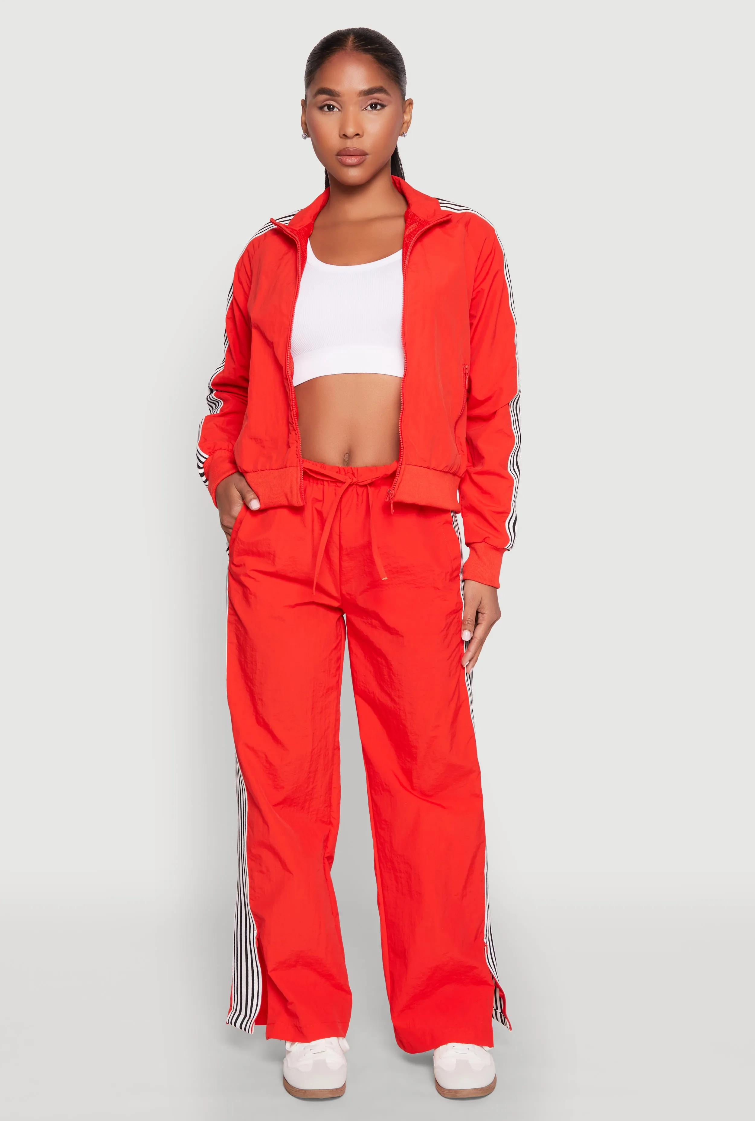 Contrast Trim Slit Hem Track Pants sold by Rainbow