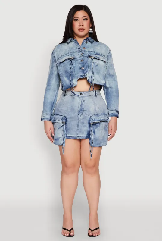 Plus Size Spoon Jeans Oversized Cargo Pocket Skirt sold by Rainbow