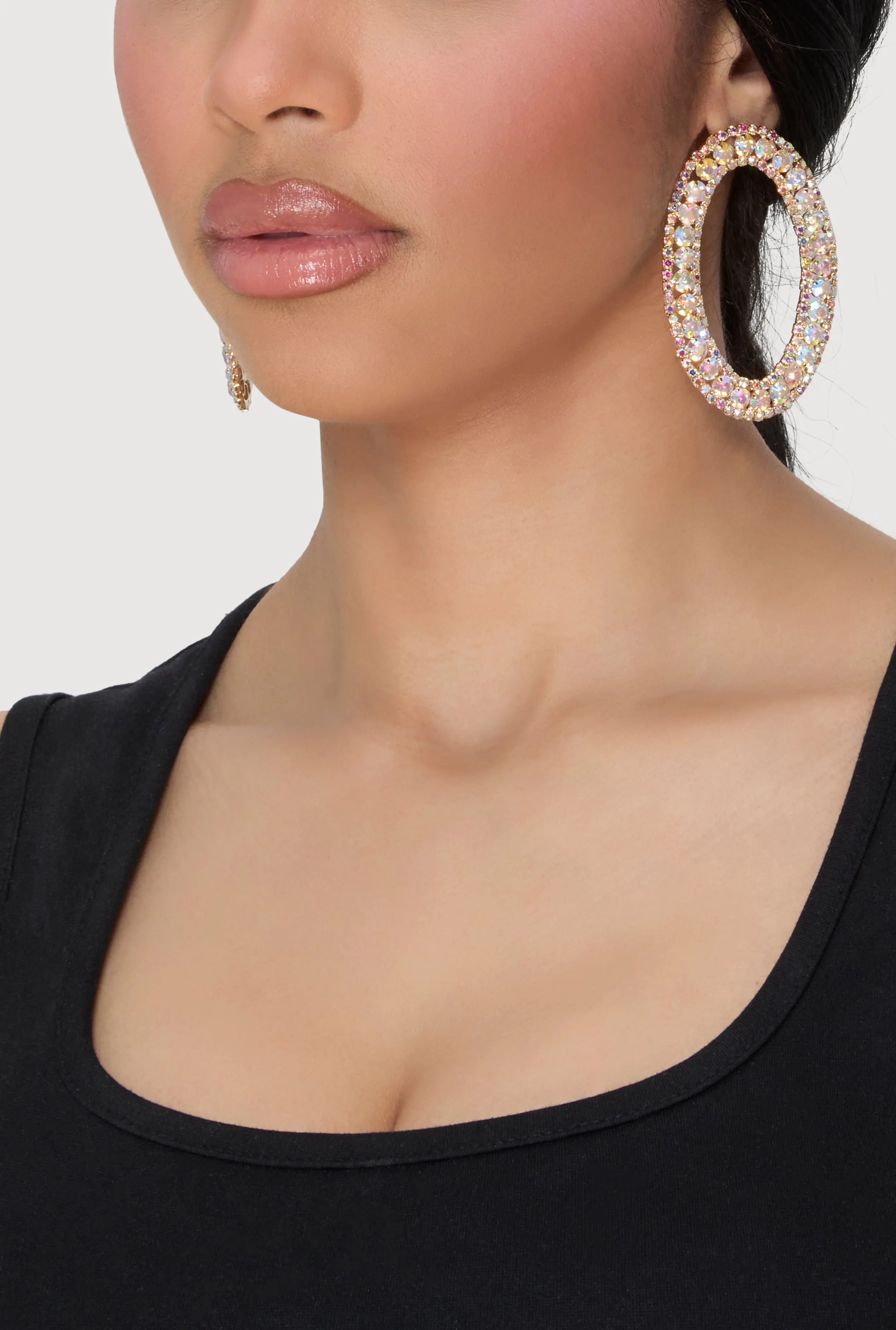 Rhinestone Oval Drop Earrings sold by Rainbow product image thumbnail 2