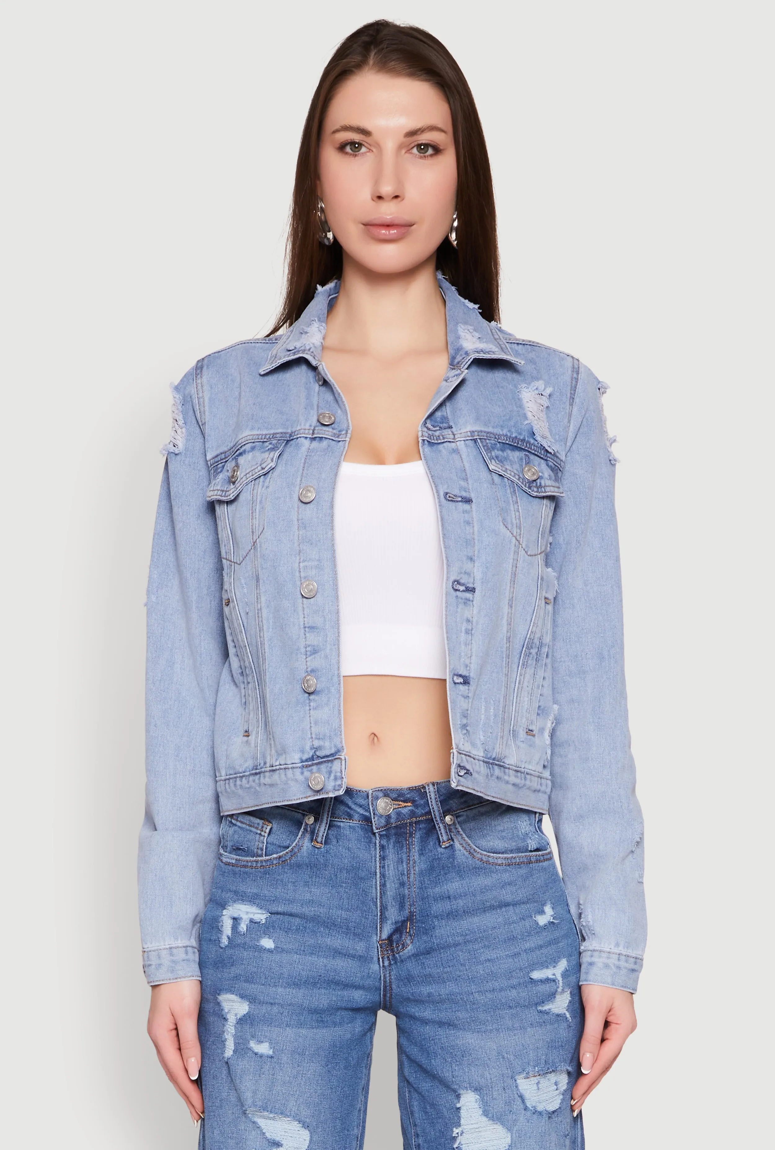 Almost Famous Distressed Jean Jacket sold by Rainbow product image thumbnail 2