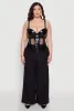 Plus Size Fishnet Cutout Faux Leather Look Bustier Top sold by Rainbow