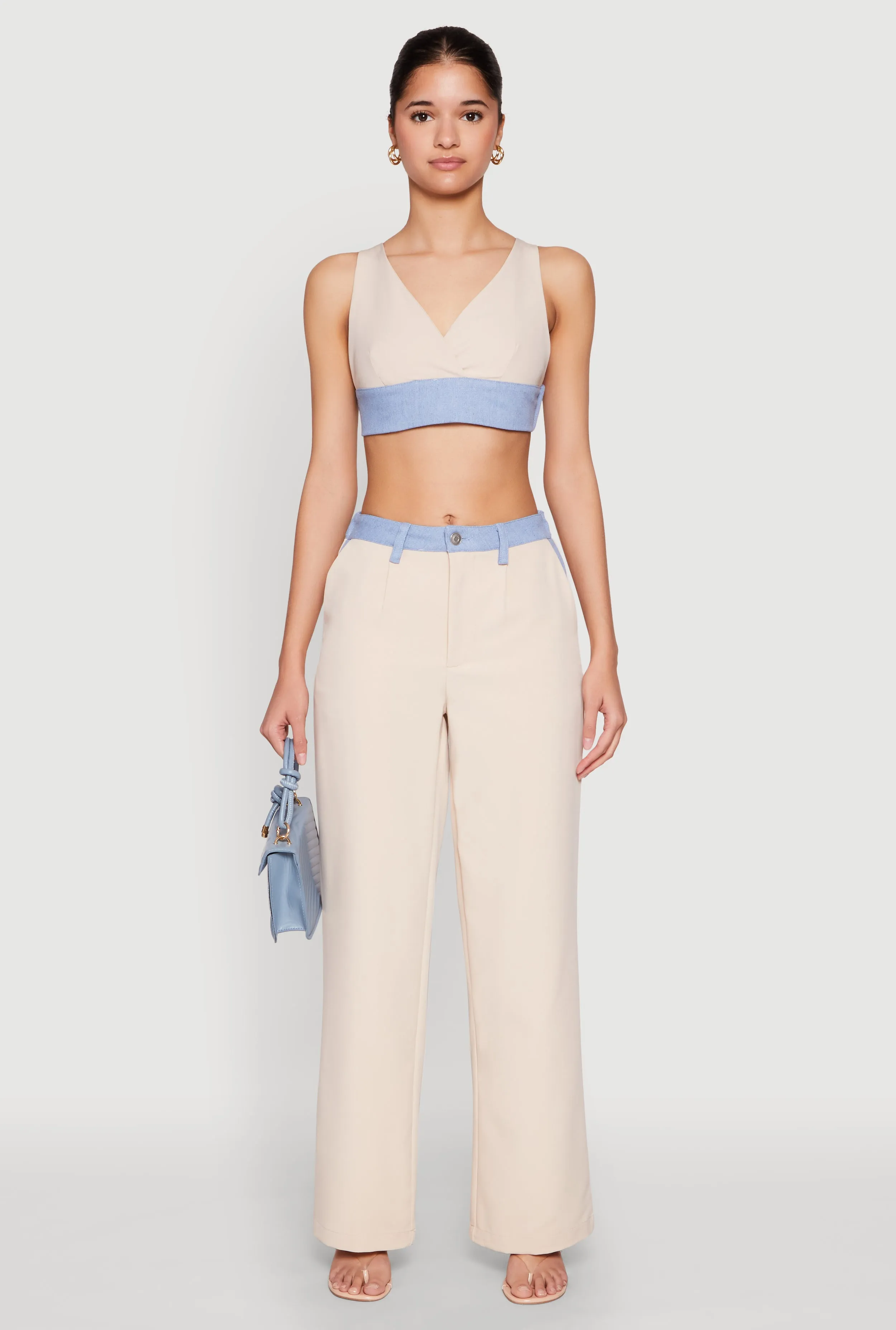 Denim Trim High Waisted Pants sold by Rainbow
