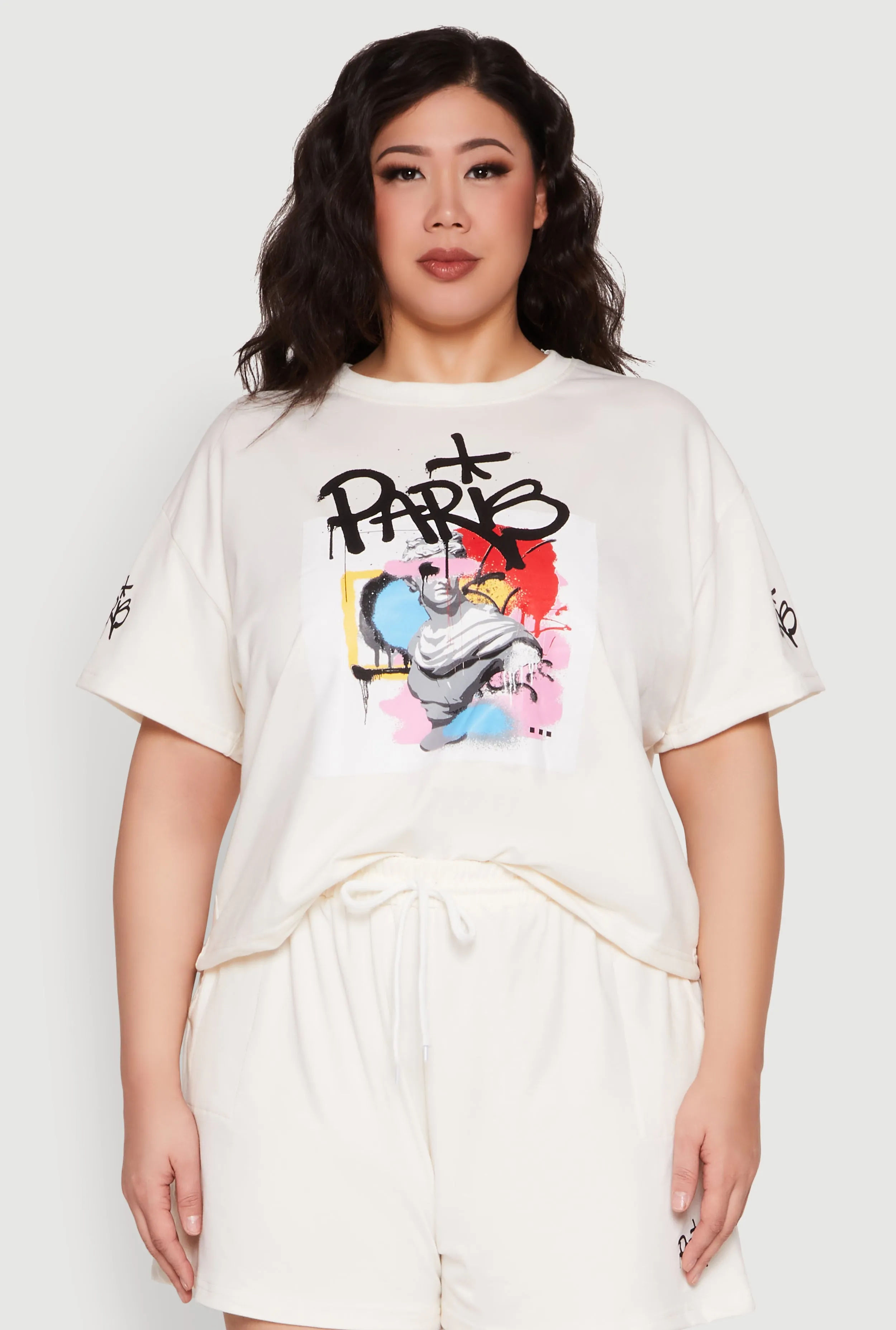 Plus Size Paris Graphic Print Top sold by Rainbow