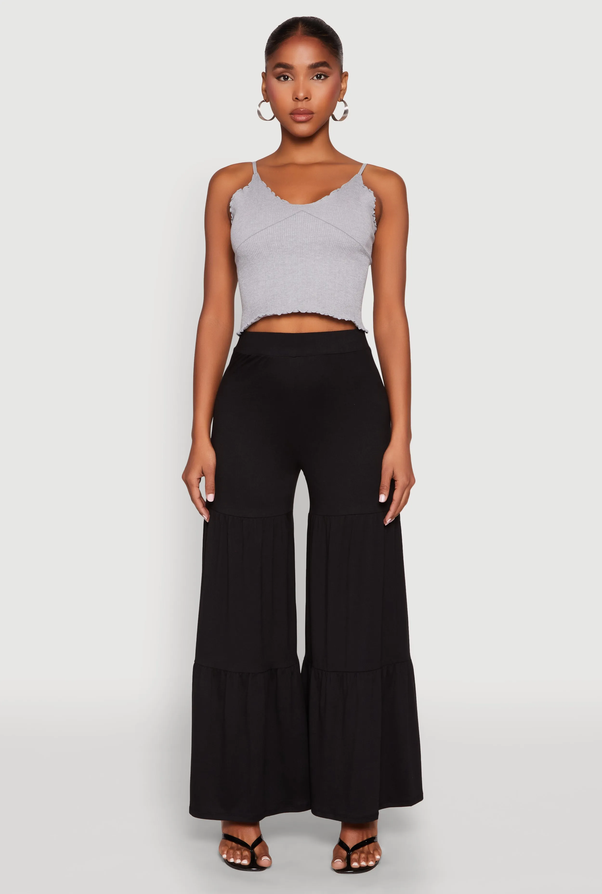 High Waisted Tiered Palazzo Pants sold by Rainbow