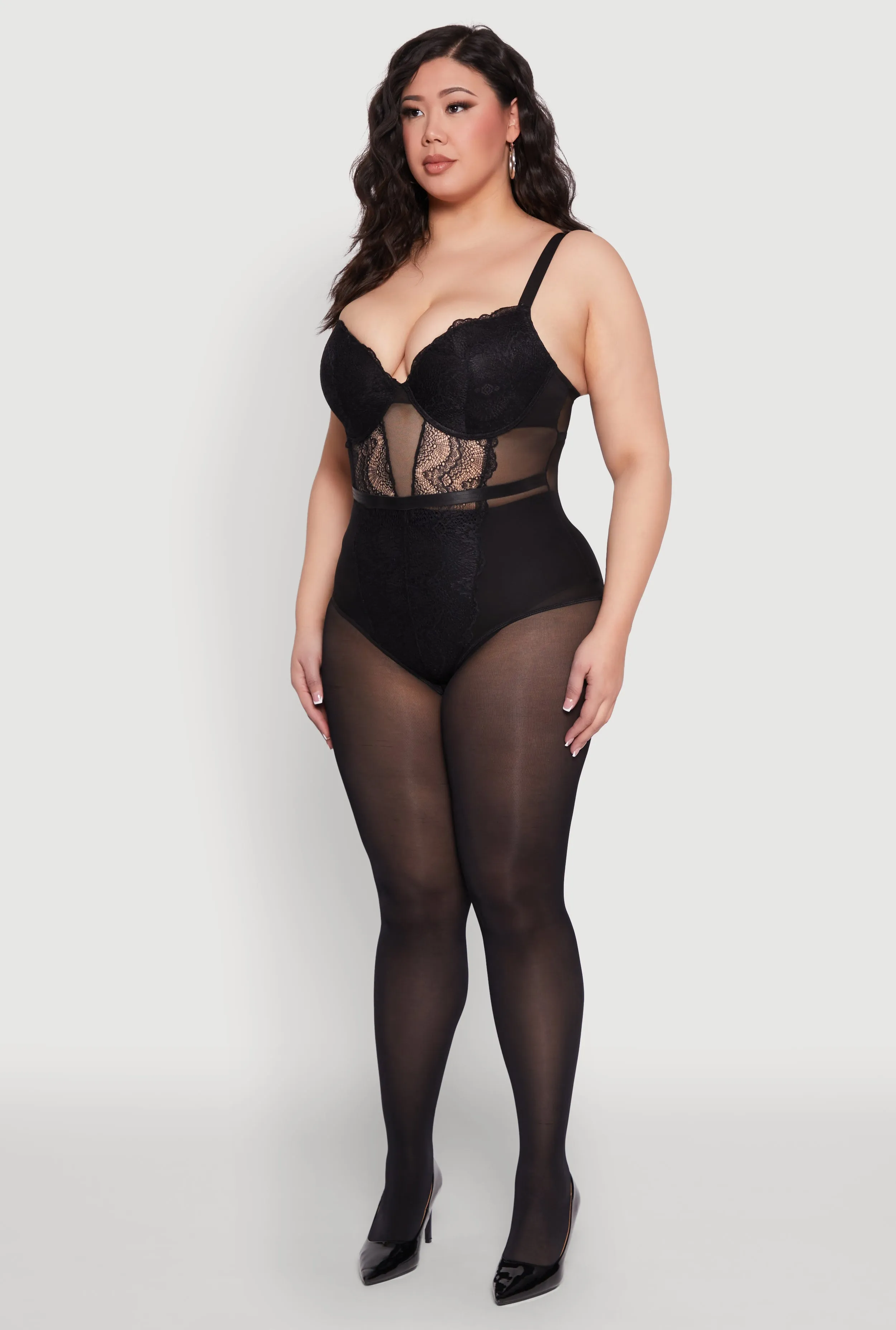 Plus Size Lace Detail Bustier Bodysuit sold by Rainbow product image thumbnail 5