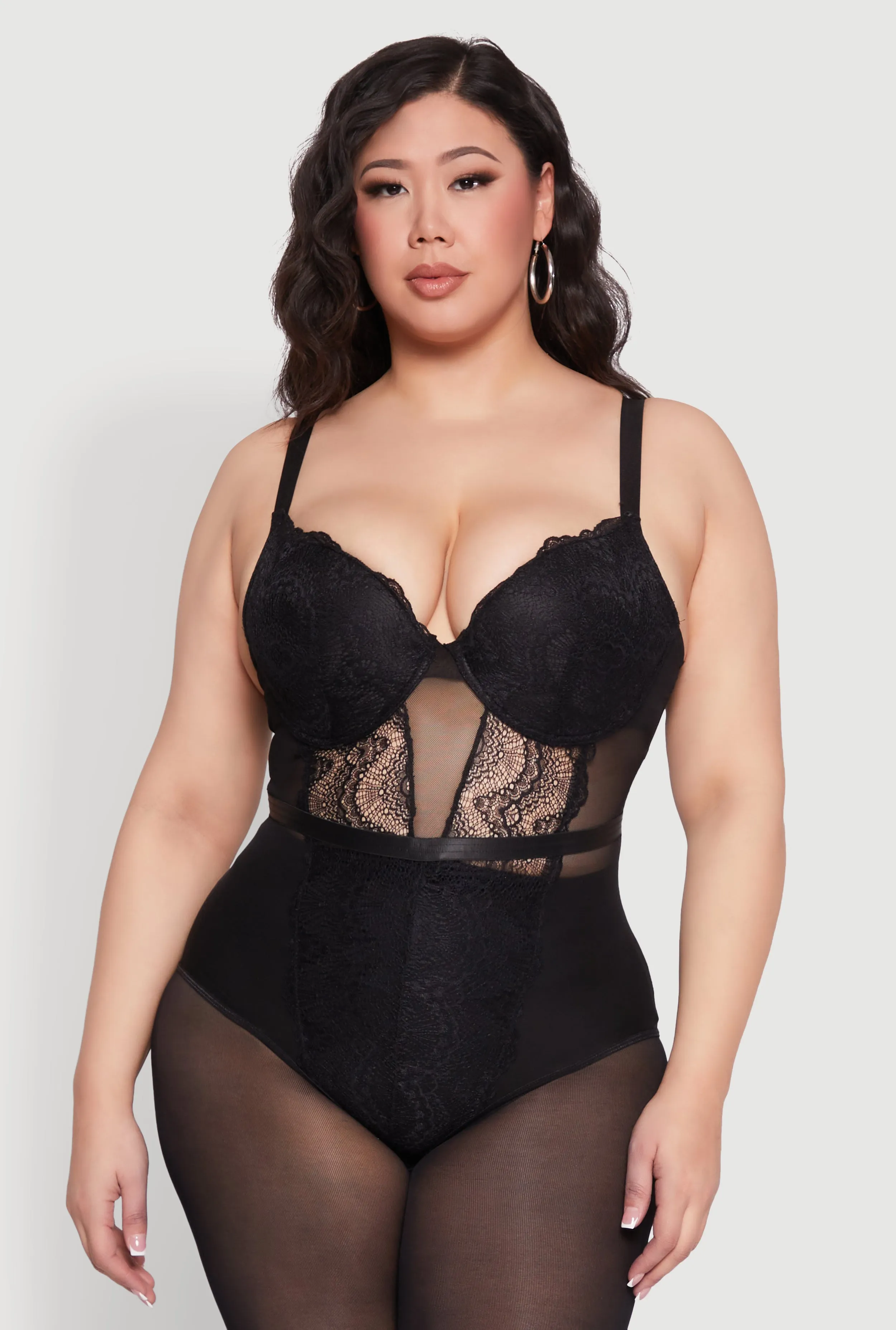 Plus Size Lace Detail Bustier Bodysuit sold by Rainbow product image thumbnail 2