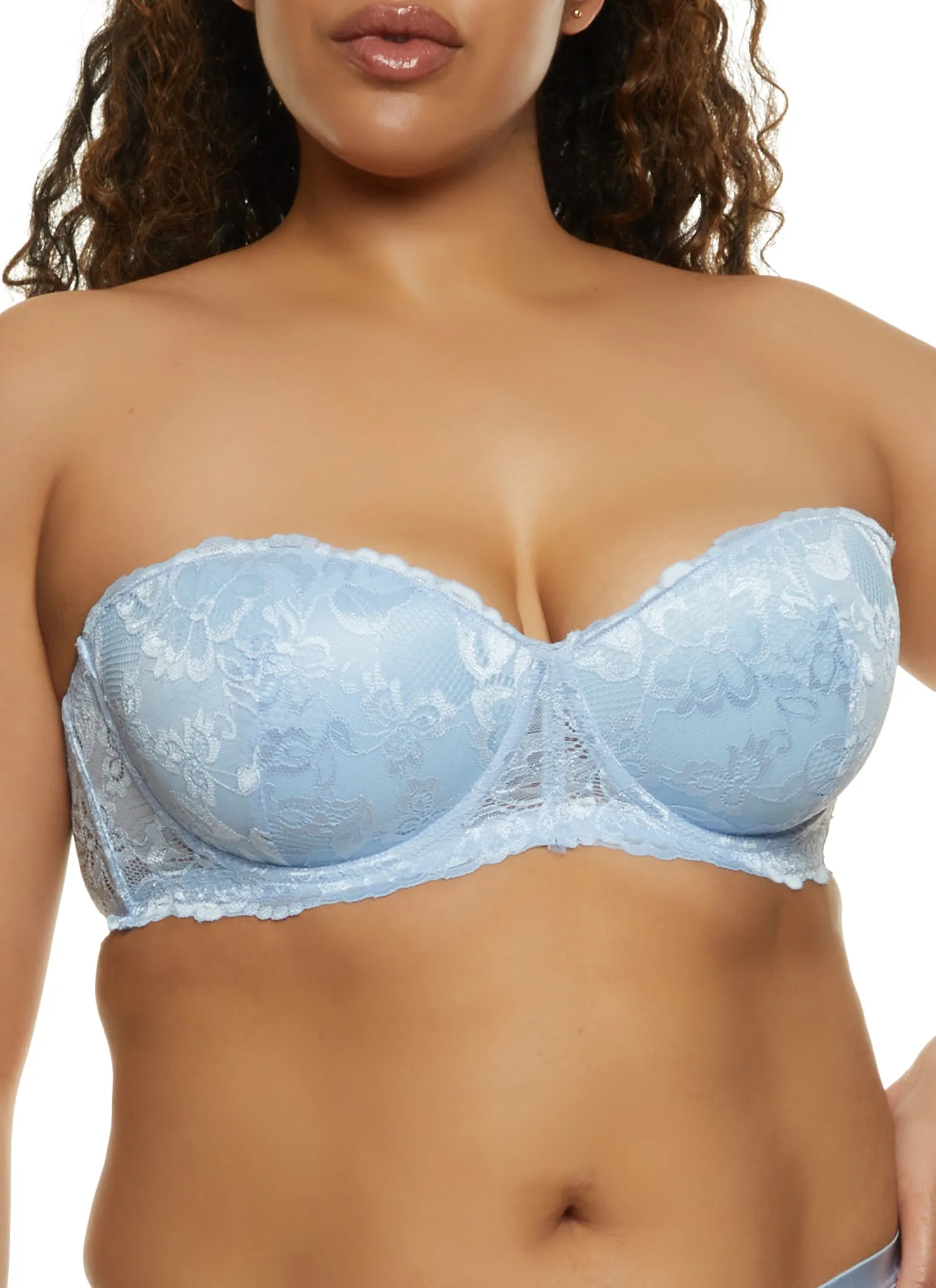 Plus Size Solid Floral Lace Balconette Bra sold by Rainbow product image thumbnail 3