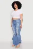 Plus Size Ripped Distressed Flared Jeans sold by Rainbow