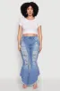 Plus Size Ripped Distressed Flared Jeans sold by Rainbow