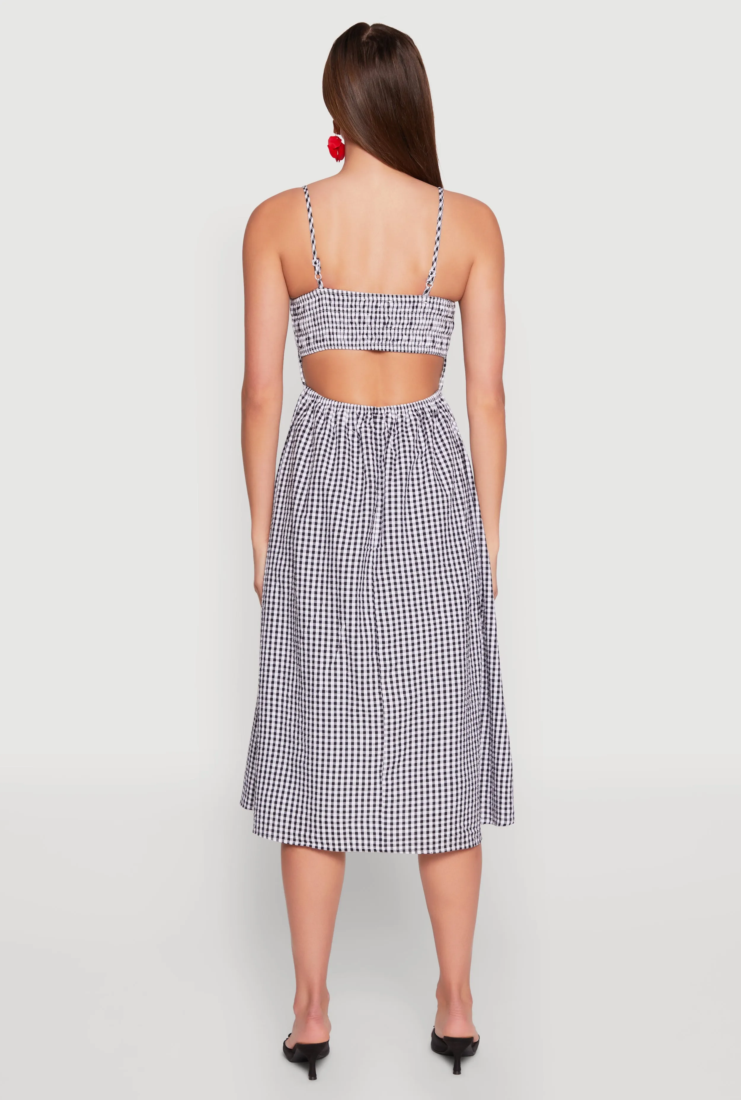 Almost Famous Cut Out Back Gingham Dress sold by Rainbow product image thumbnail 5