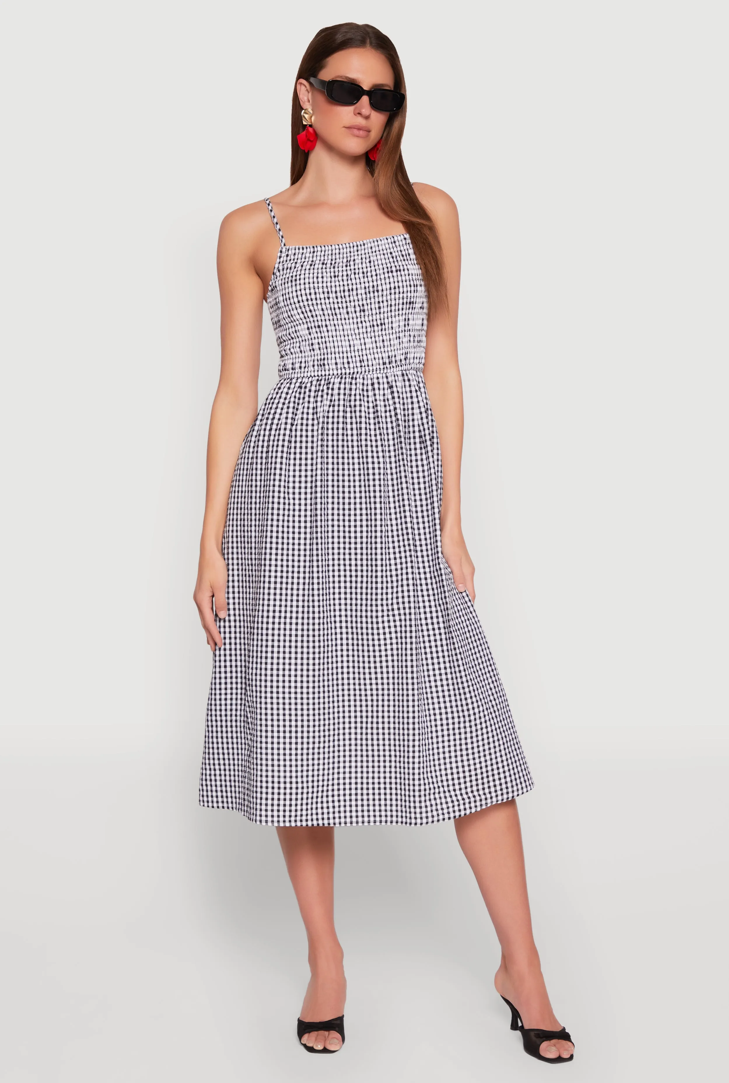 Almost Famous Cut Out Back Gingham Dress sold by Rainbow