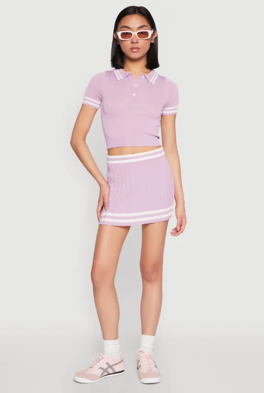 Varsity Stripe Detail Mini Pleated Skirt sold by Rainbow