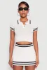 Varsity Stripe Detail Cropped Polo Shirt sold by Rainbow