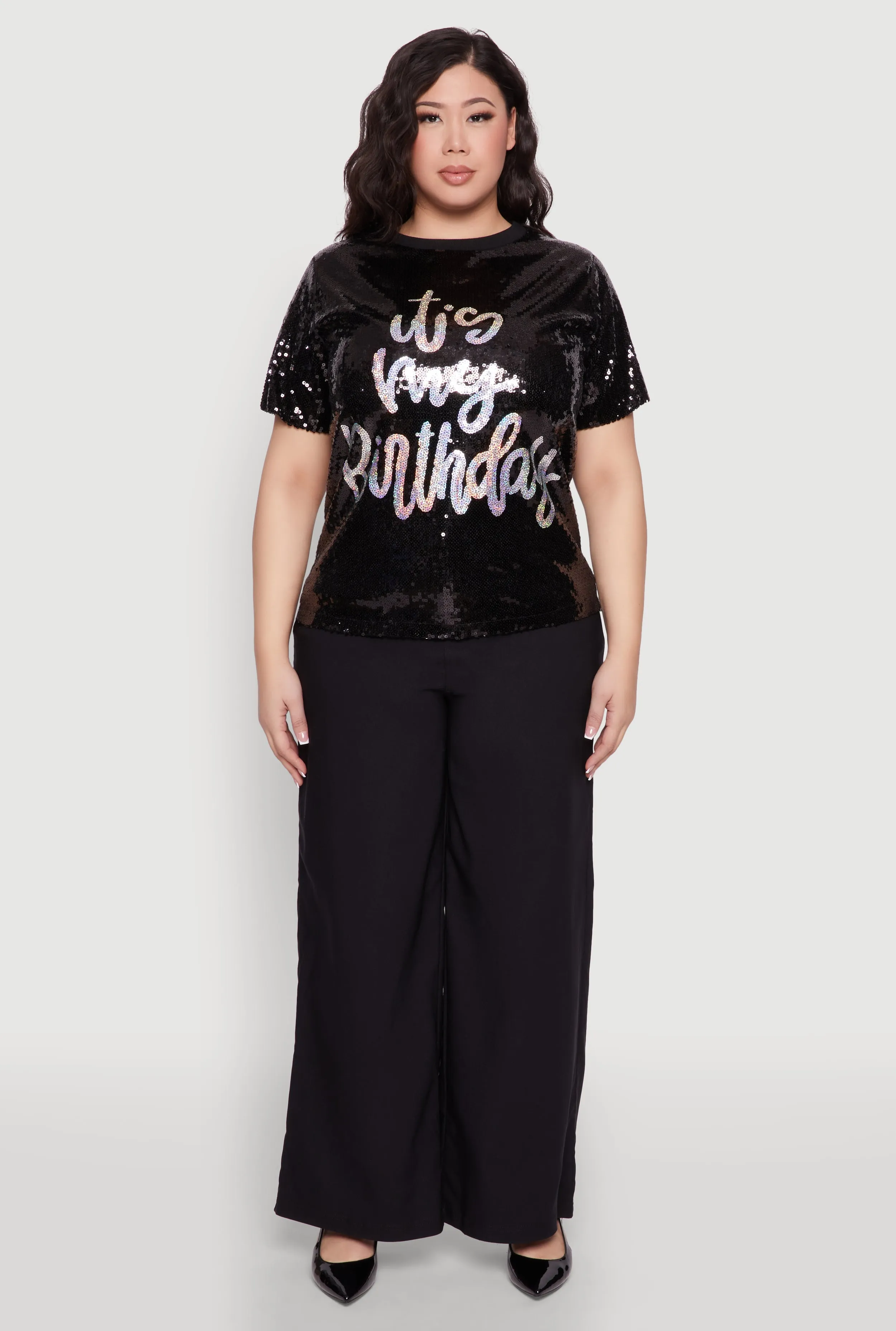 Plus Size Its My Birthday Sequin Top sold by Rainbow product image thumbnail 3