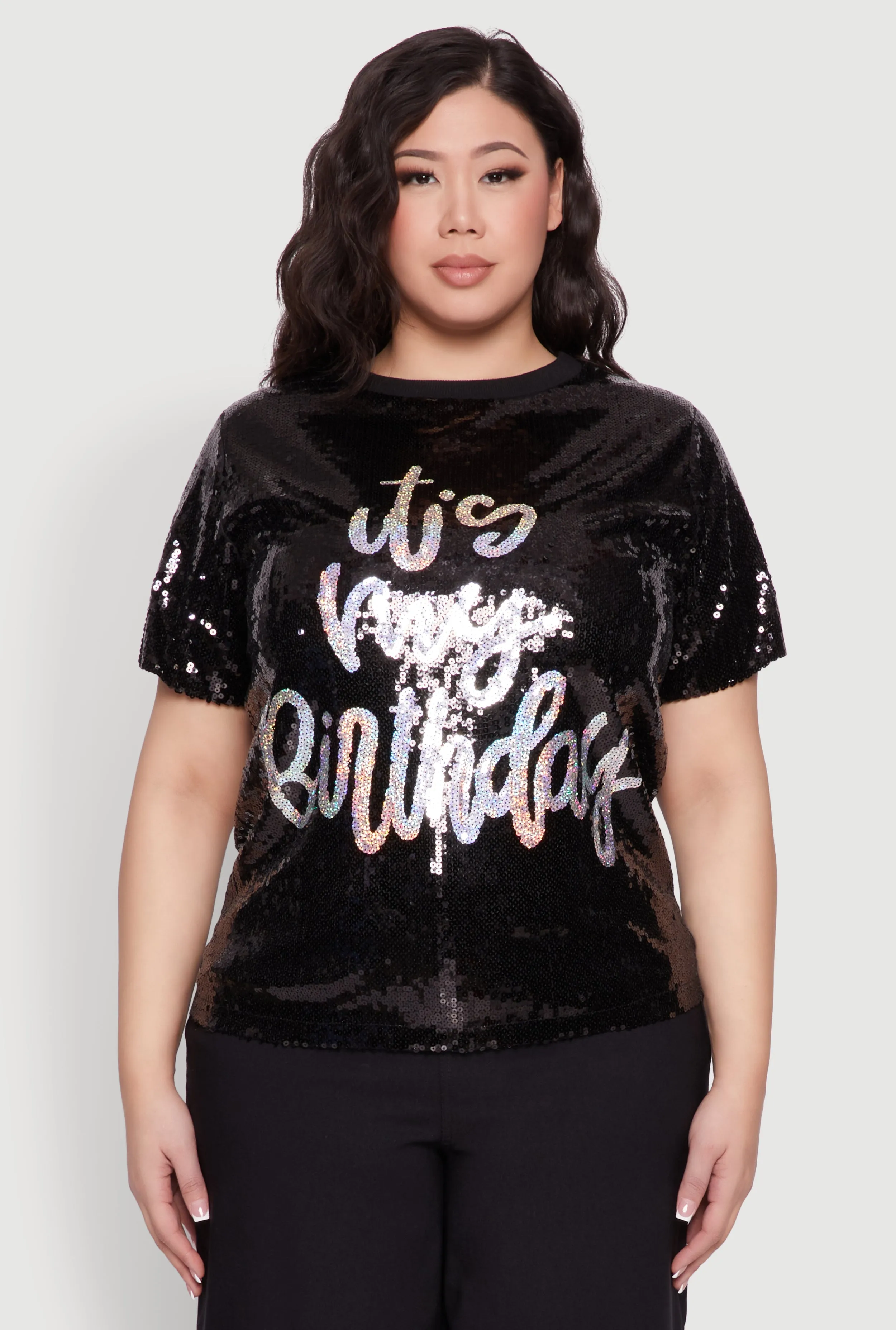 Plus Size Its My Birthday Sequin Top sold by Rainbow product image thumbnail 2