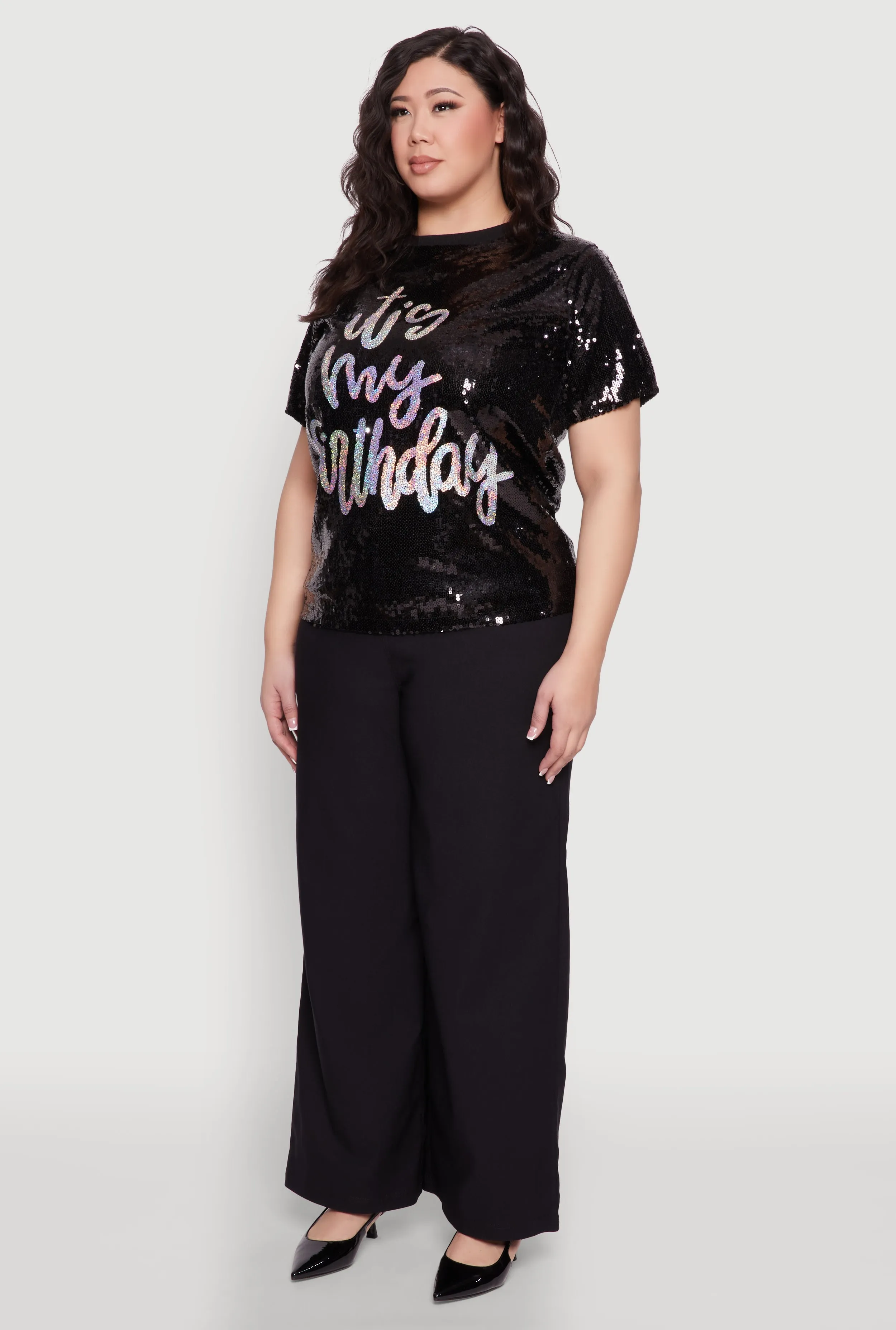 Plus Size Its My Birthday Sequin Top sold by Rainbow product image thumbnail 5