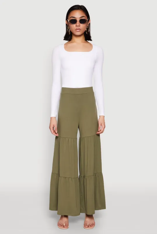 High Waisted Tiered Palazzo Pants sold by Rainbow