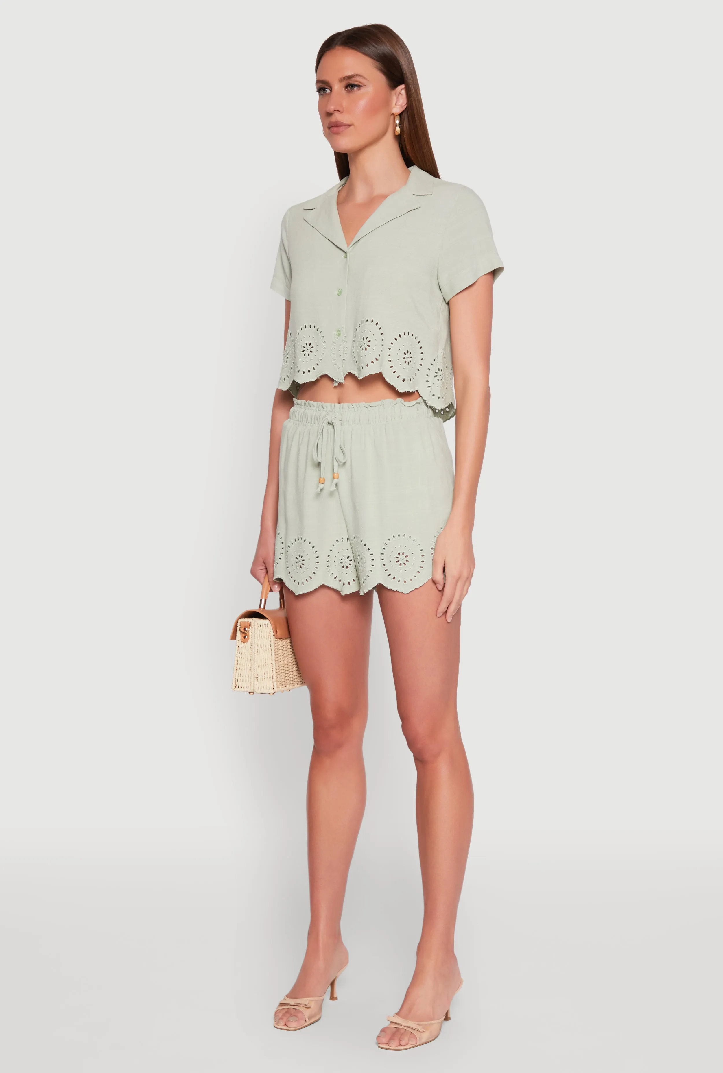 Haute Monde Eyelet Detail Cropped Shirt sold by Rainbow product image thumbnail 5