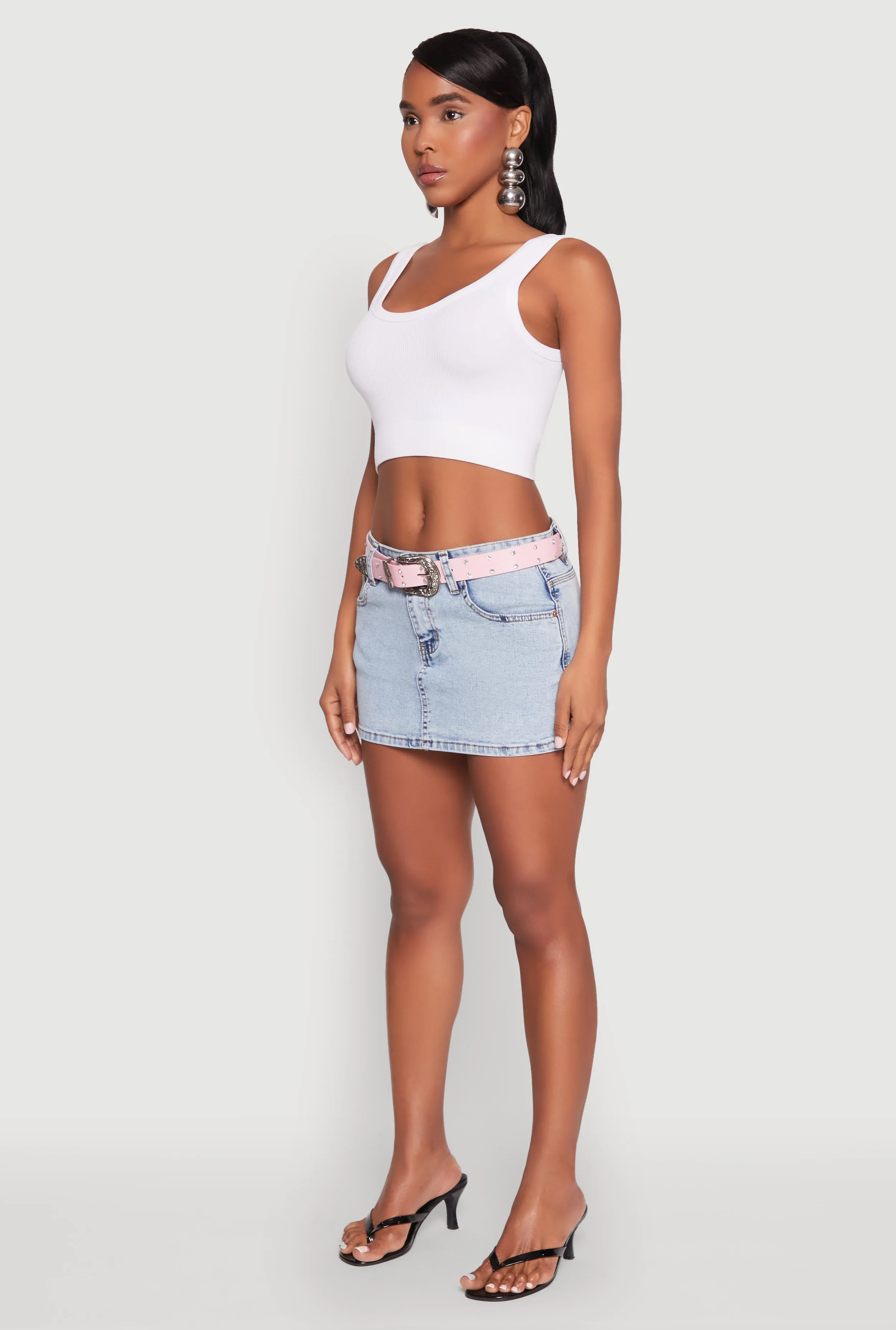 Almost Famous Belted Micro Mini Denim Skirt sold by Rainbow product image thumbnail 3