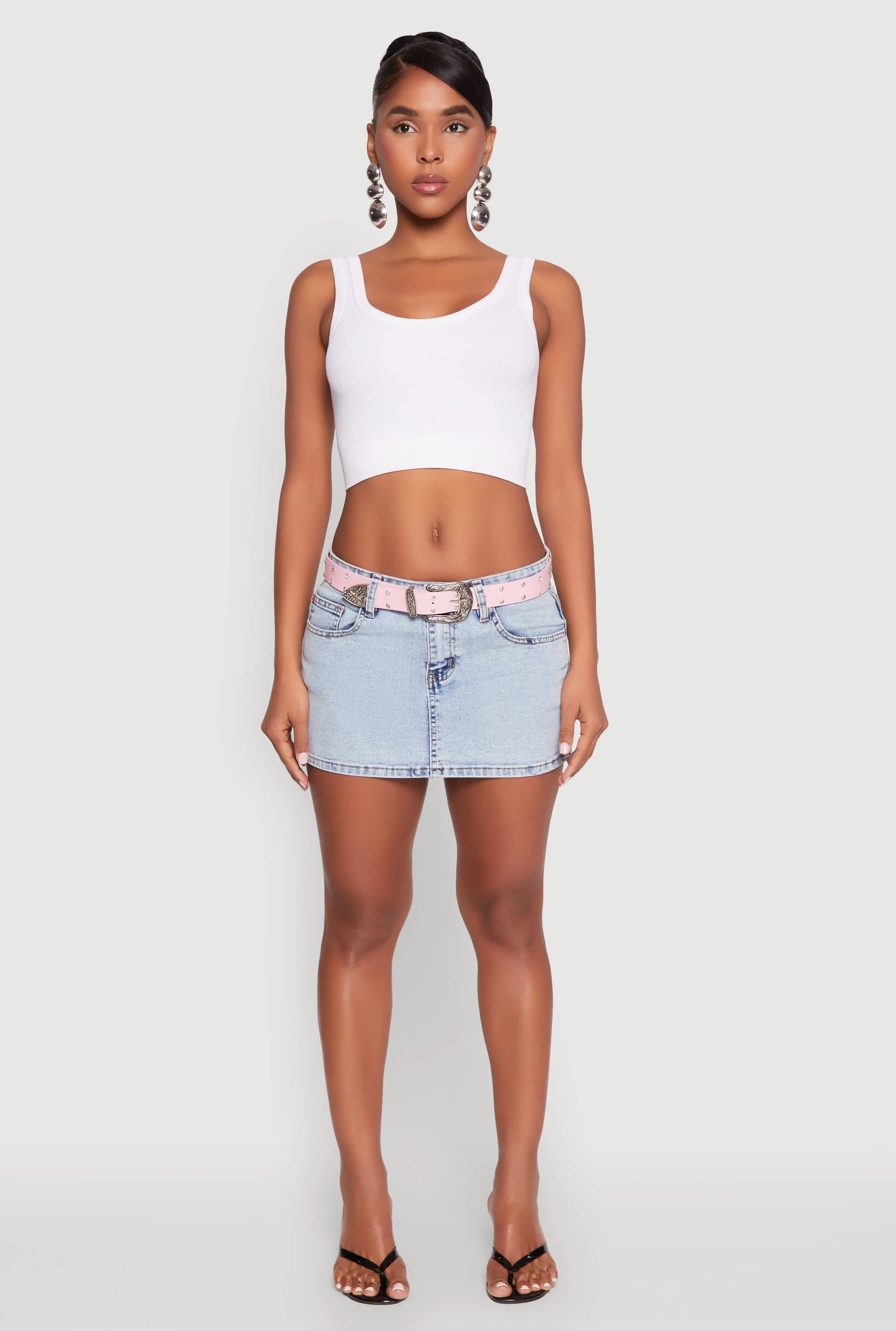 Almost Famous Belted Micro Mini Denim Skirt sold by Rainbow product image thumbnail 2