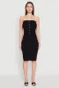 Ribbed Knit Faux Pearl Detail Tube Dress sold by Rainbow