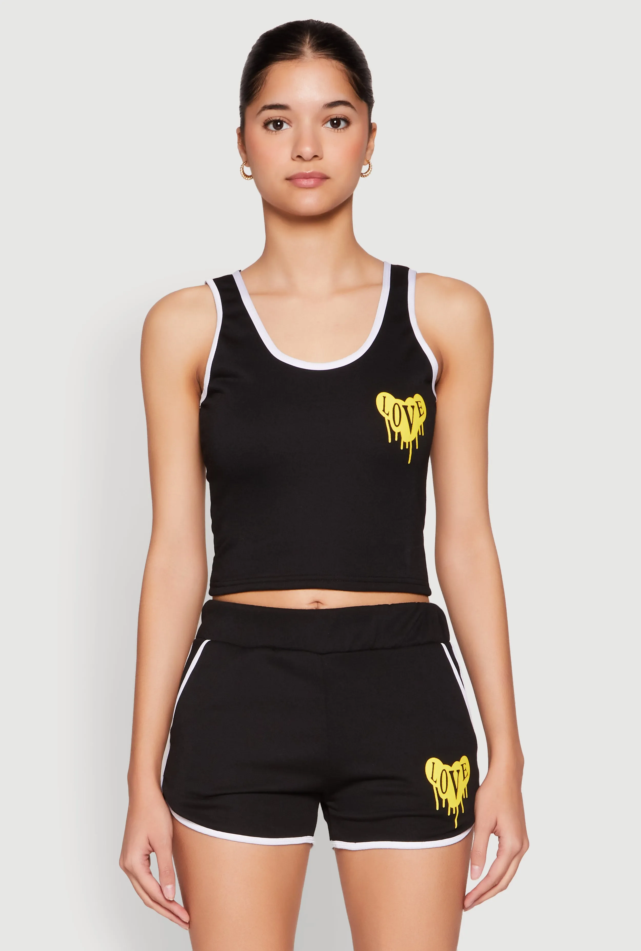 Love Contrast Trim Cropped Tank Top sold by Rainbow