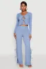Textured Knit Double Tie Front Crop Top sold by Rainbow