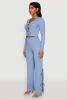 Textured Knit Double Tie Front Crop Top sold by Rainbow