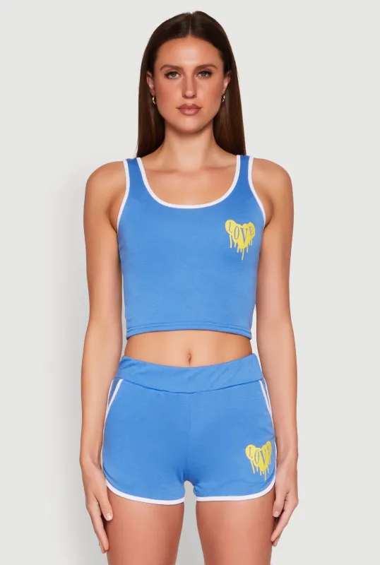 Love Contrast Trim Cropped Tank Top sold by Rainbow
