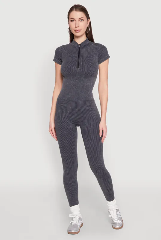 Seamless Half Zip Catsuit sold by Rainbow