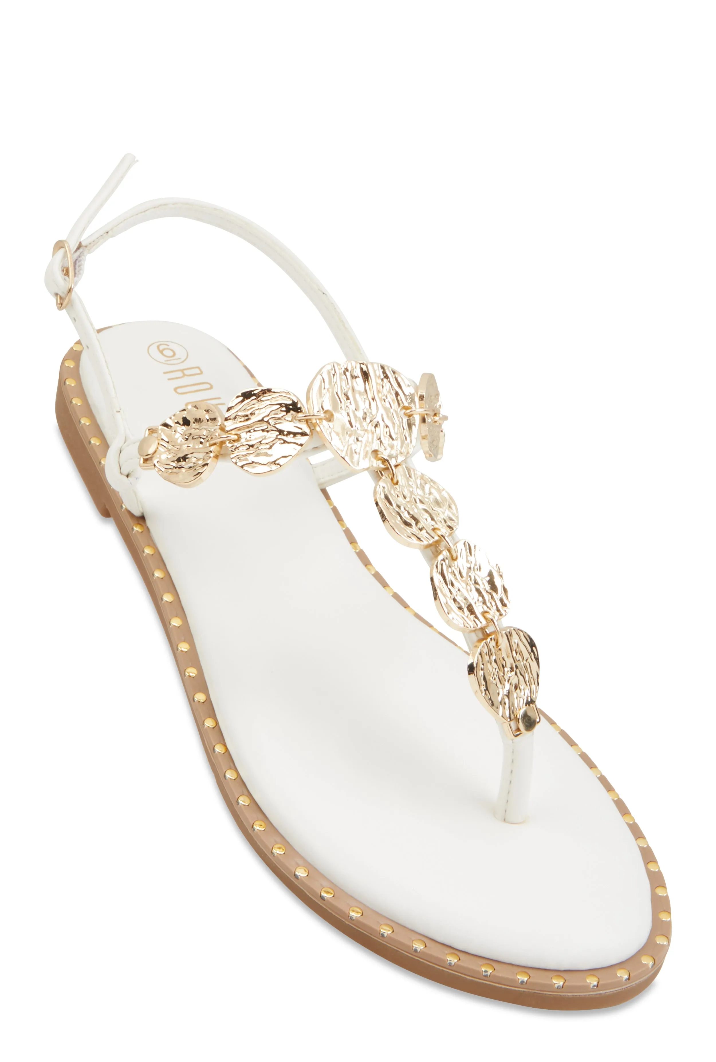 Ankle Strap Metallic Pendant Thong Sandals sold by Rainbow