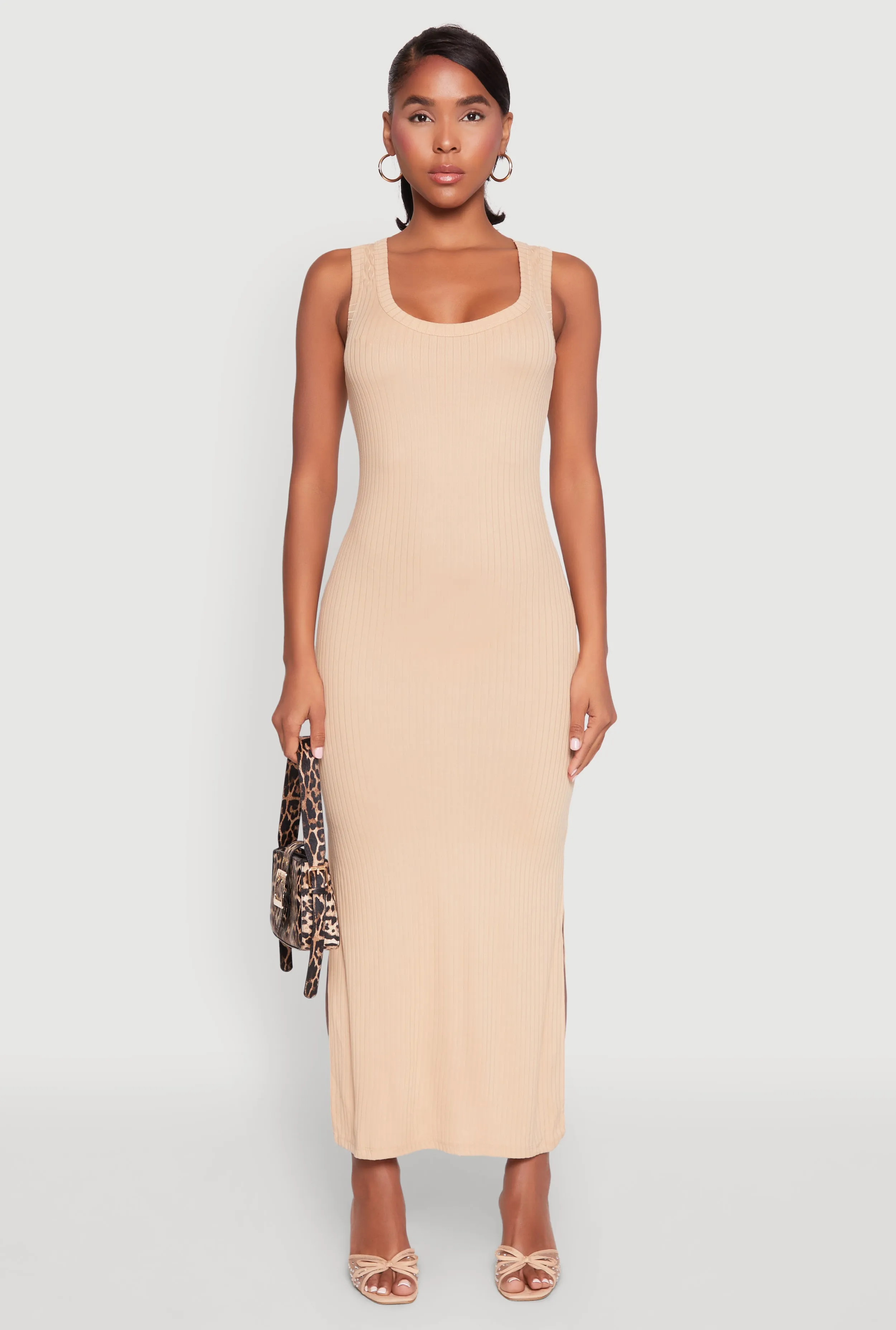 Ribbed Knit Scoop Neck Maxi Tank Dress sold by Rainbow product image thumbnail 2