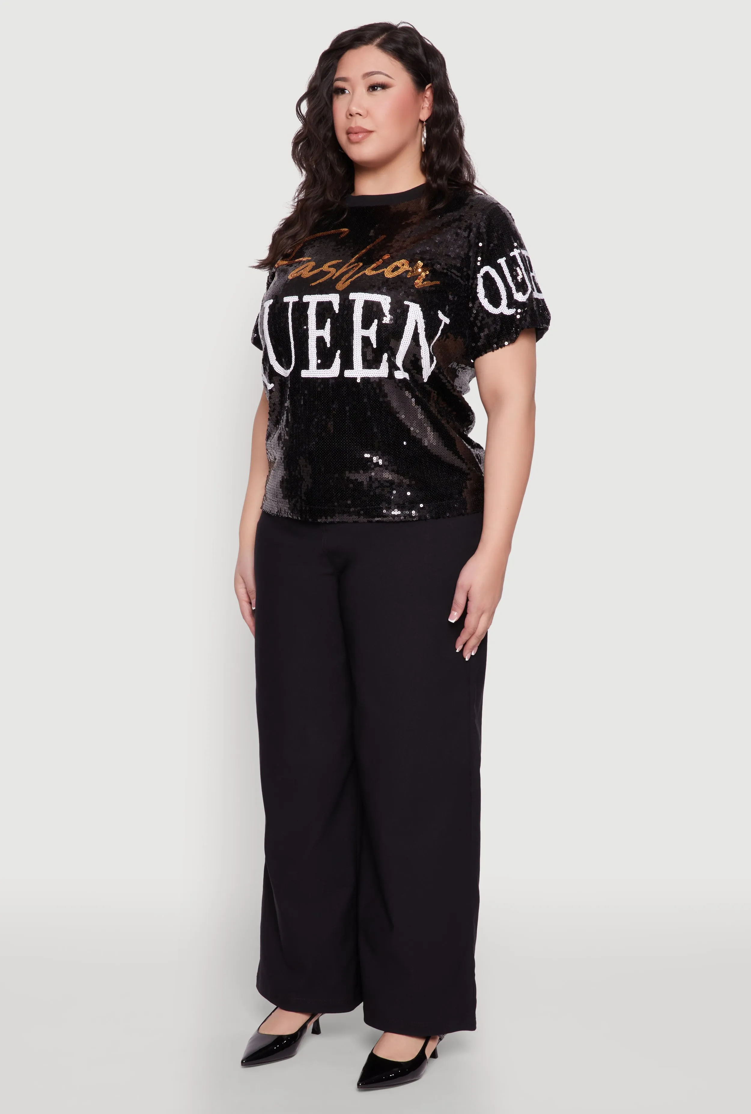Plus Size Sequin Fashion Queen Graphic Top sold by Rainbow product image thumbnail 5