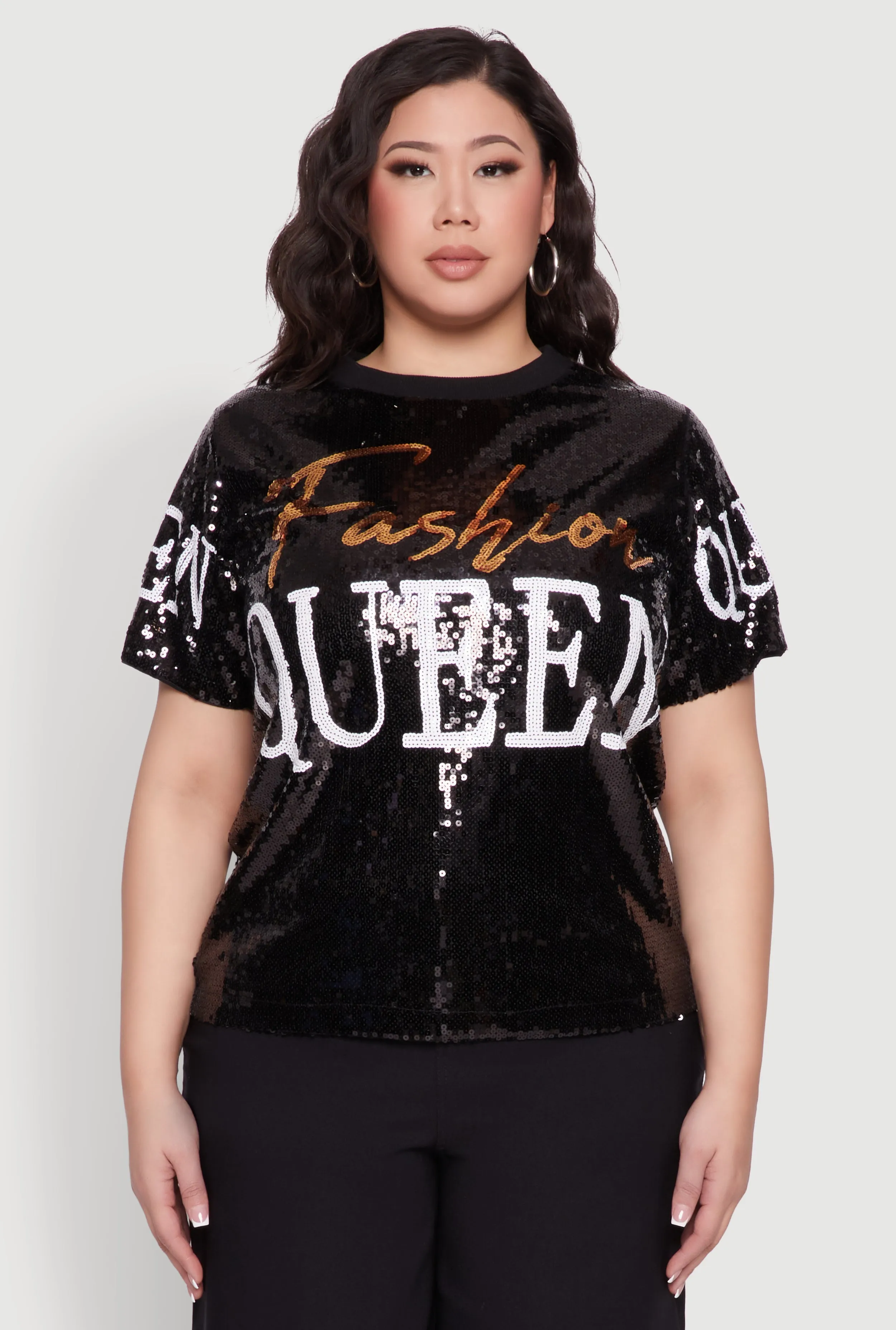 Plus Size Sequin Fashion Queen Graphic Top sold by Rainbow product image thumbnail 2