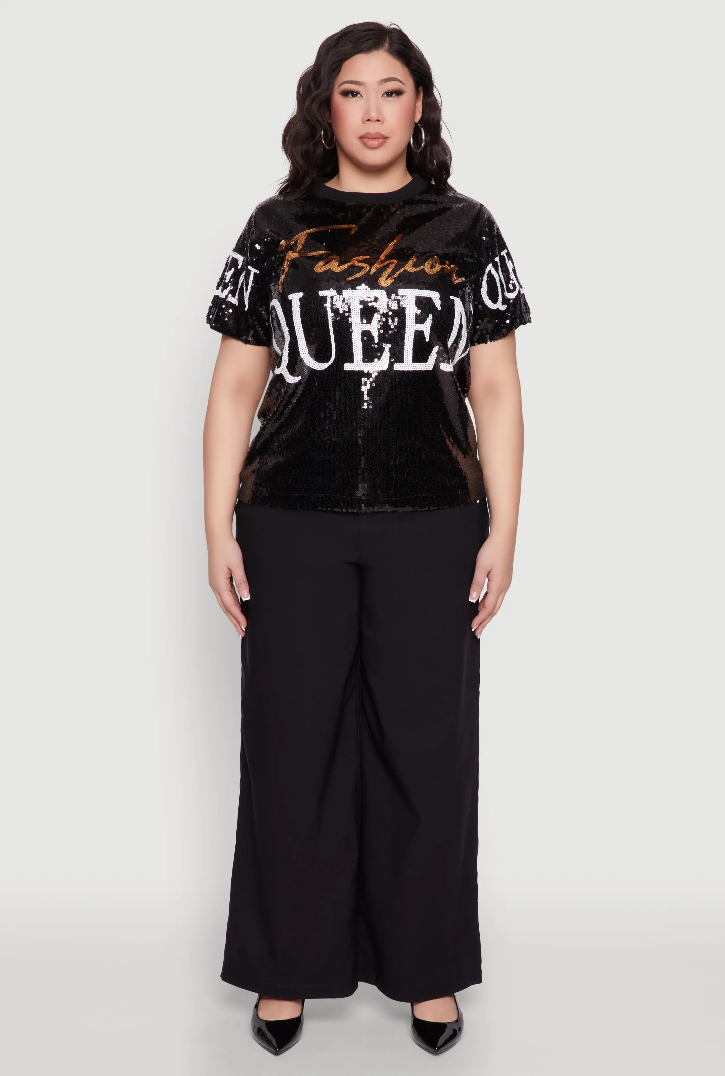 Plus Size Sequin Fashion Queen Graphic Top sold by Rainbow product image thumbnail 3