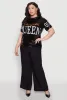 Plus Size Sequin Fashion Queen Graphic Top sold by Rainbow