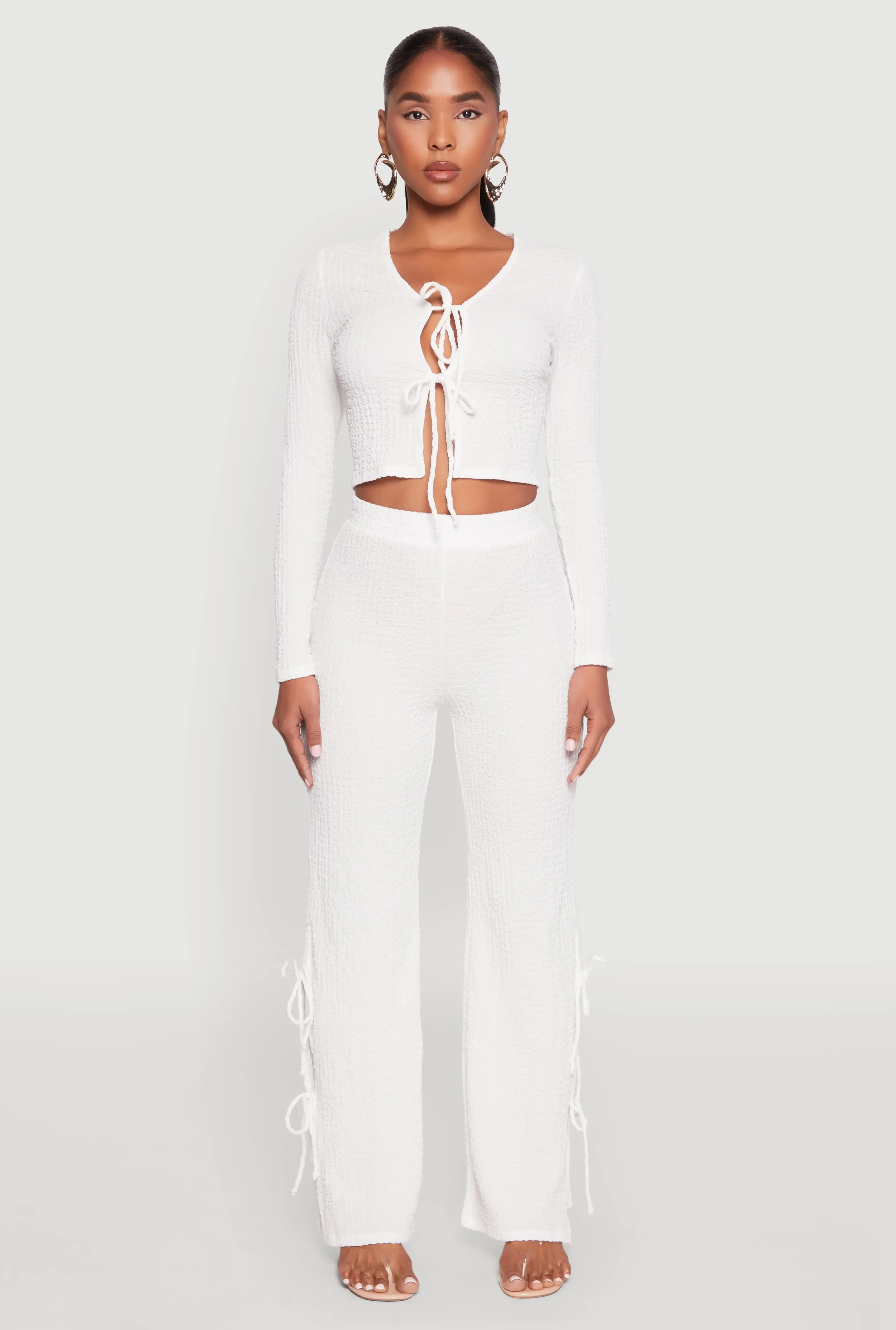 Textured Knit Double Side Tie Slit Pants sold by Rainbow product image thumbnail 2