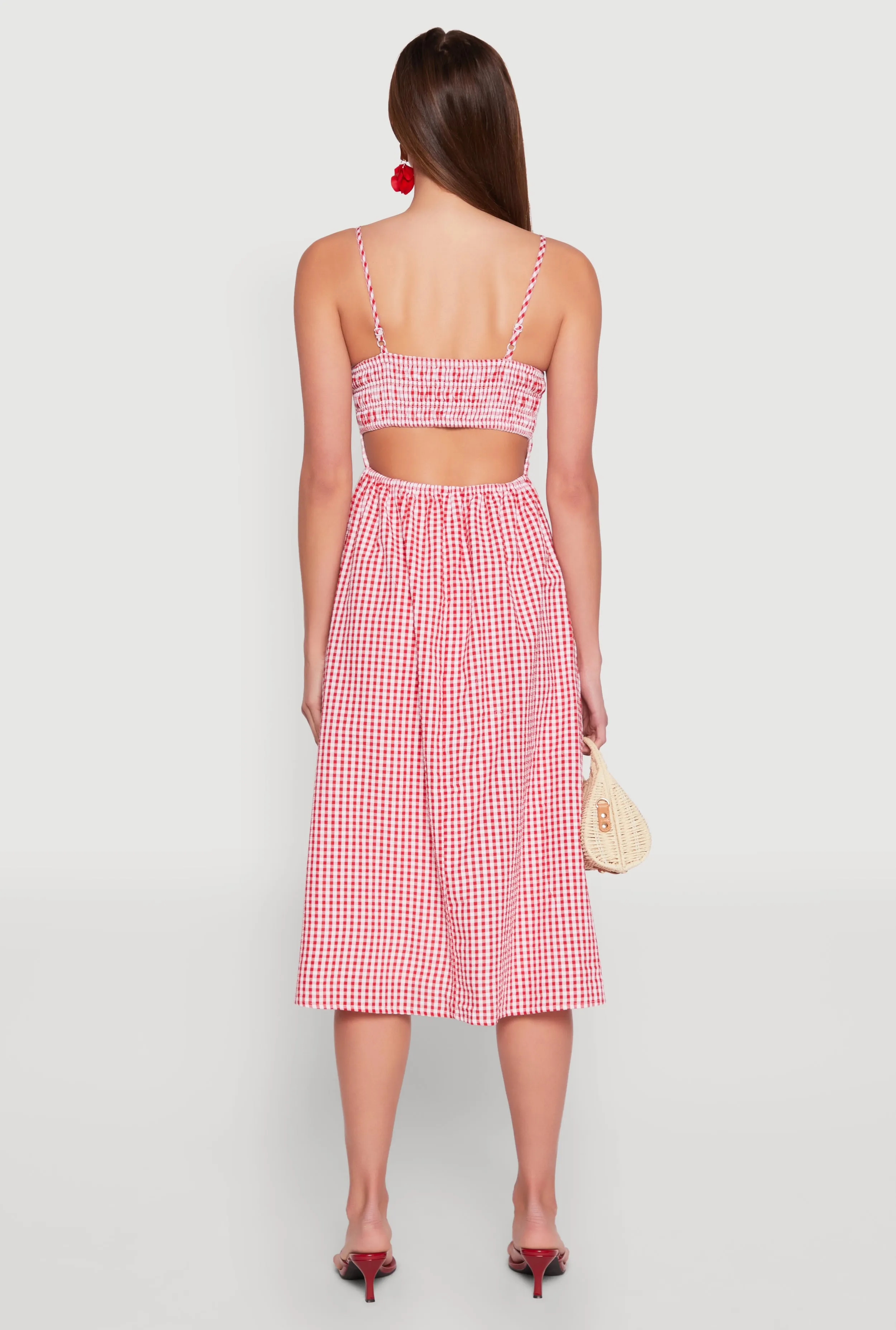 Almost Famous Cut Out Back Gingham Dress sold by Rainbow product image thumbnail 5