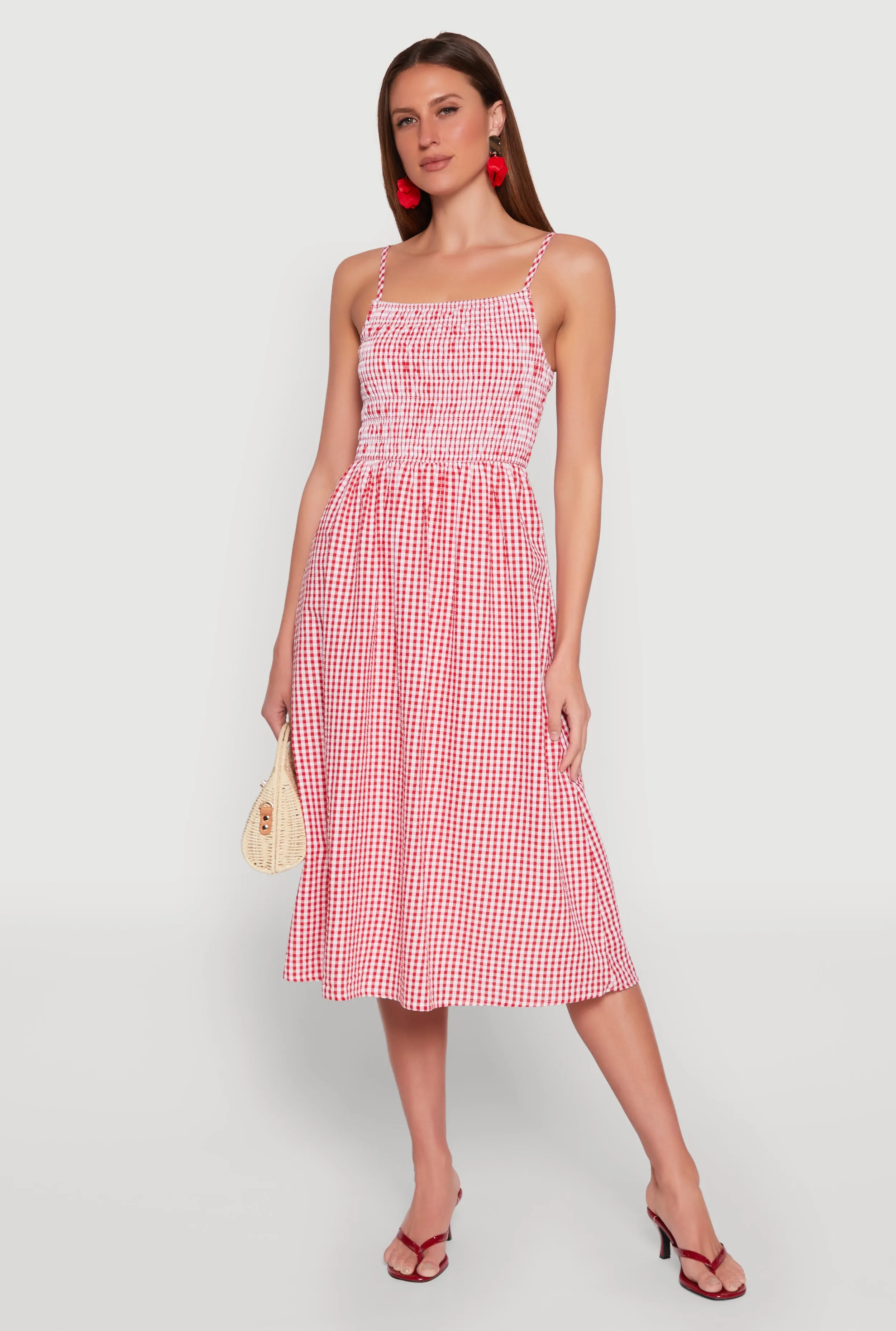 Almost Famous Cut Out Back Gingham Dress sold by Rainbow