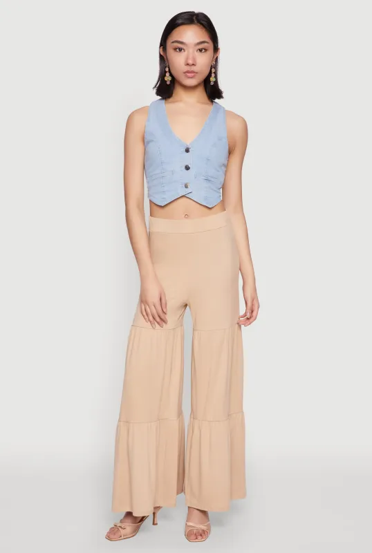 High Waisted Tiered Palazzo Pants sold by Rainbow