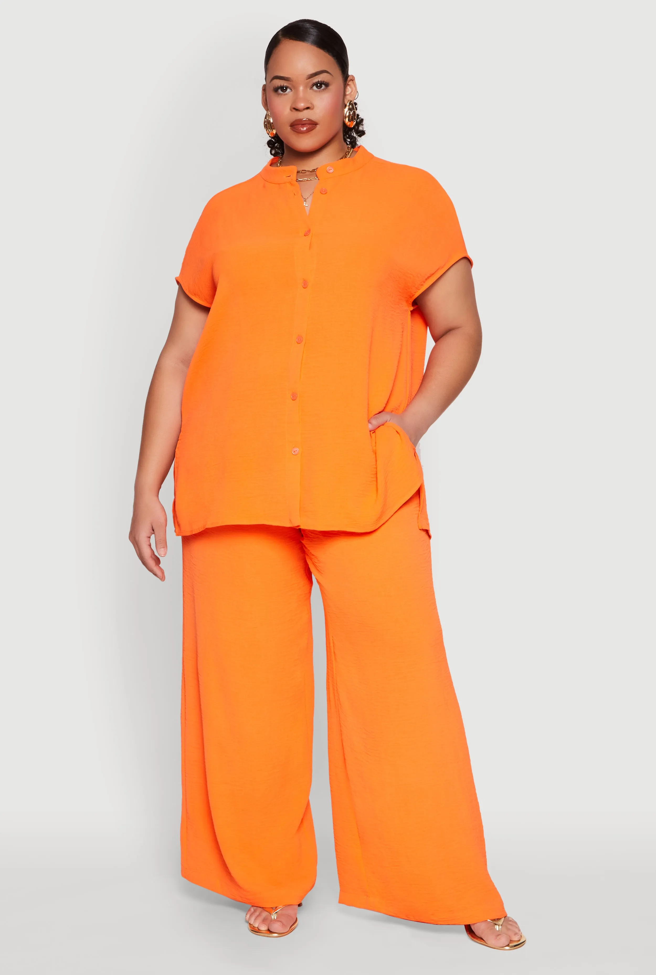 Plus Size Airy High Waisted Wide Leg Pants sold by Rainbow product image thumbnail 2