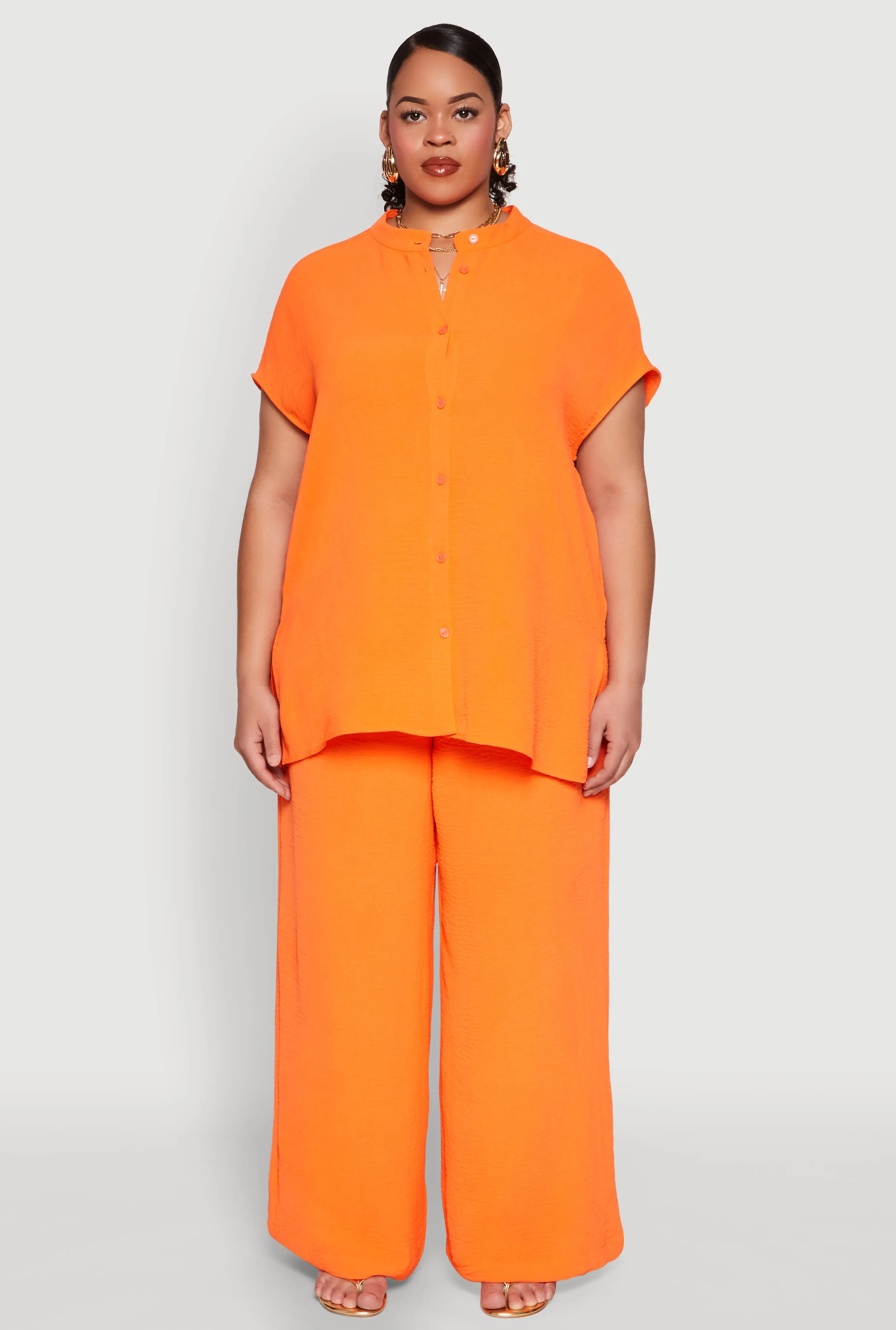 Plus Size Airy High Waisted Wide Leg Pants sold by Rainbow