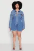 Plus Size Daisy Distressed Bolero Jean Jacket sold by Rainbow