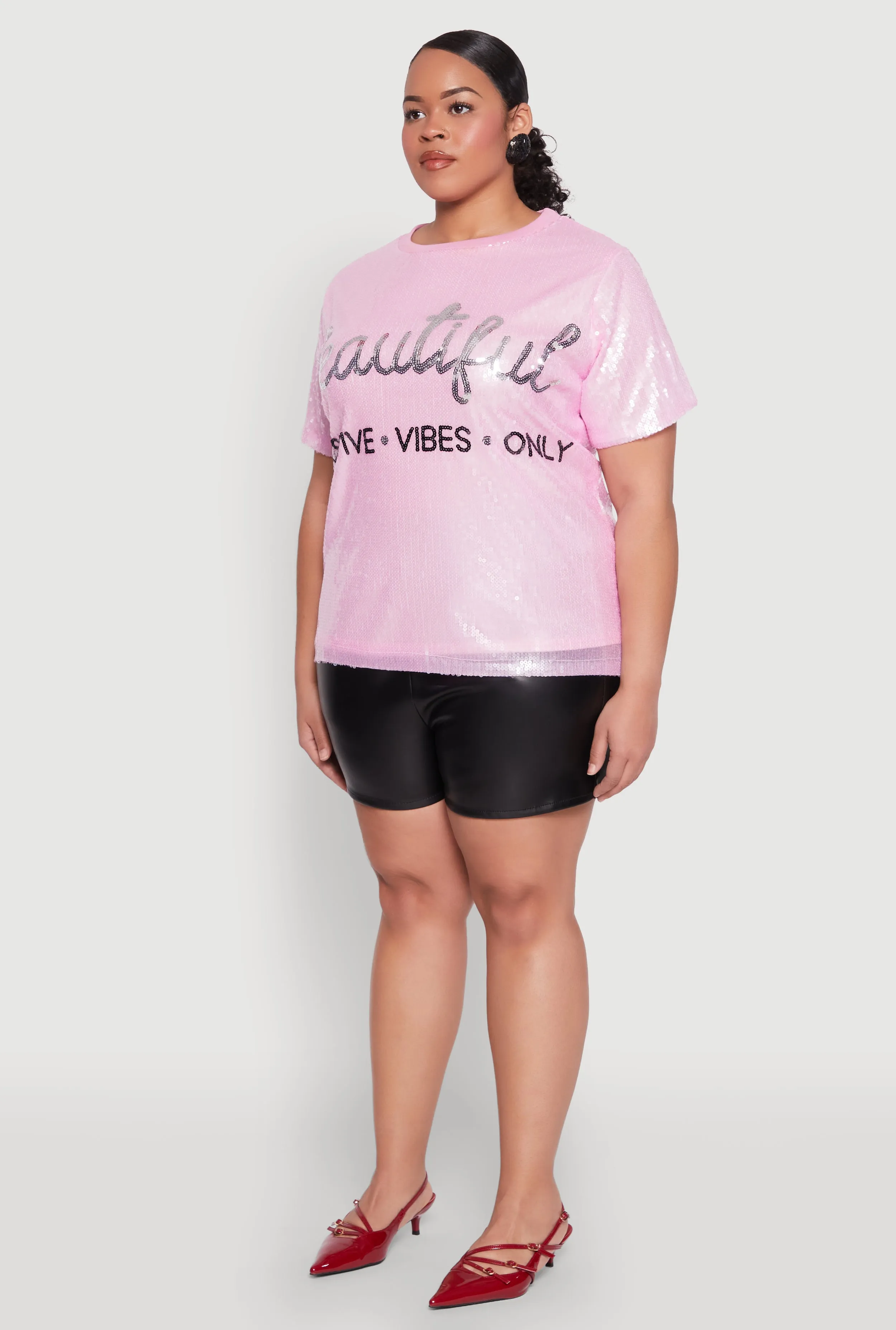 Plus Size Sequin Beautiful Graphic Tee sold by Rainbow product image thumbnail 5