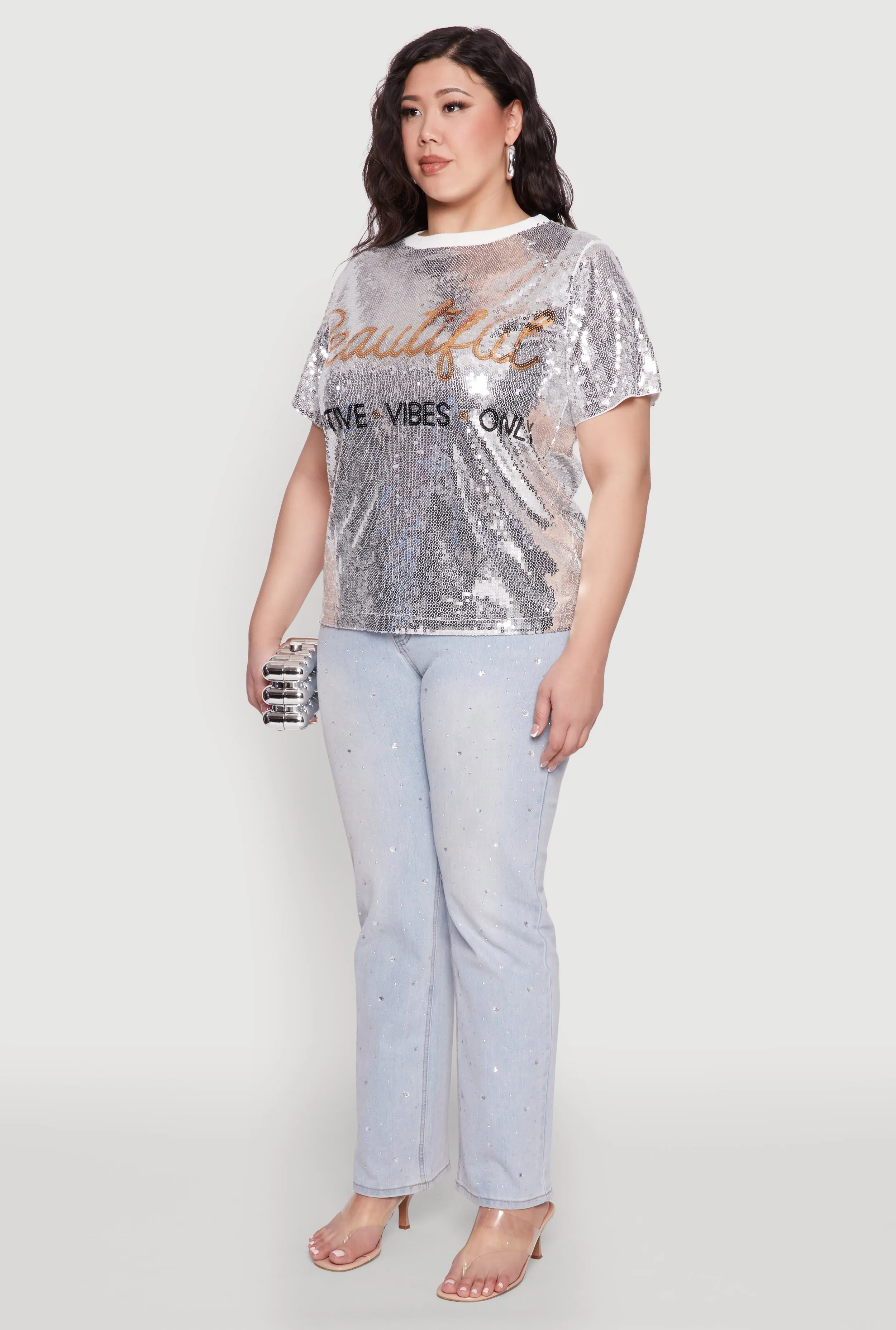 Plus Size Sequin Beautiful Graphic Tee sold by Rainbow product image thumbnail 5