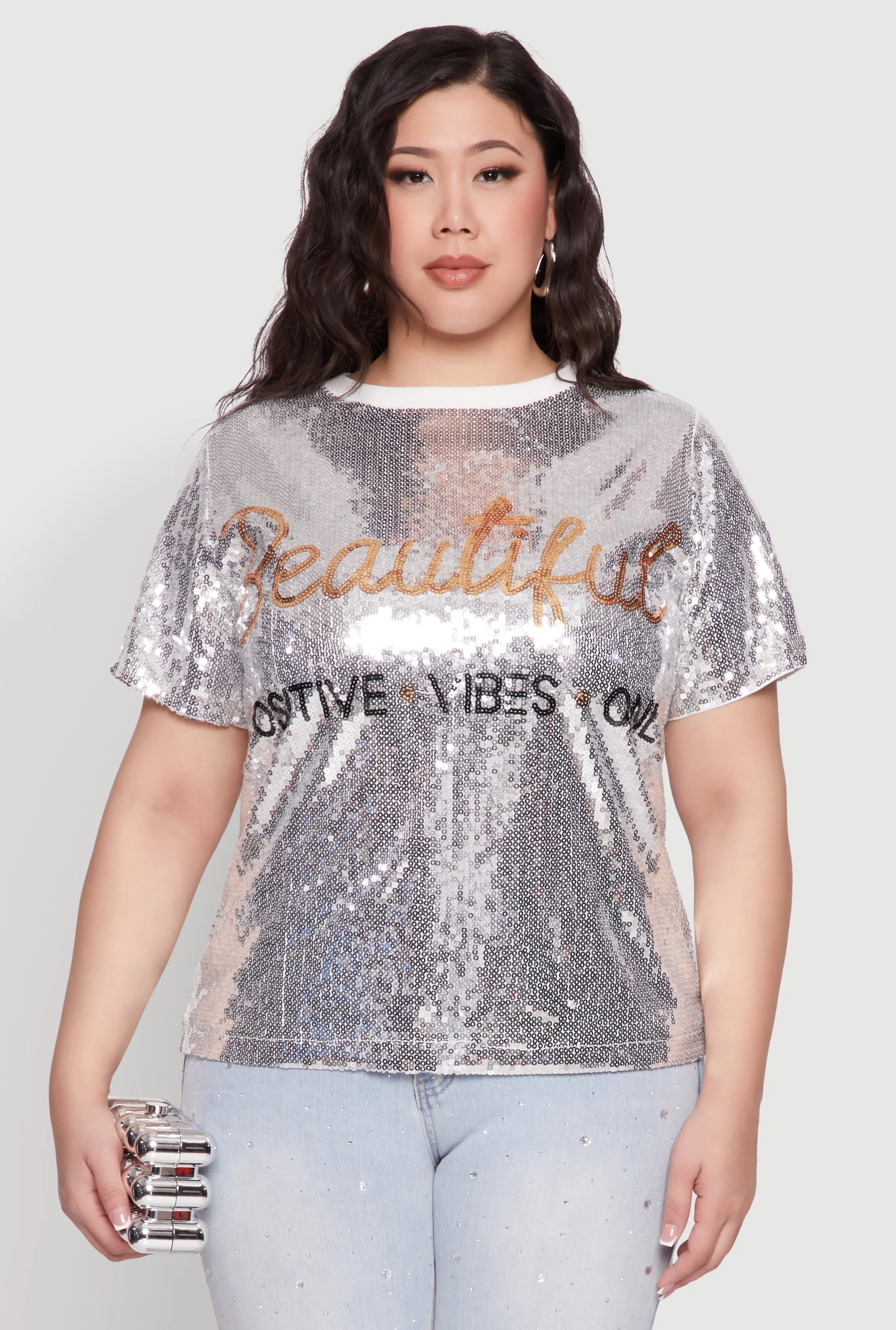Plus Size Sequin Beautiful Graphic Tee sold by Rainbow product image thumbnail 2