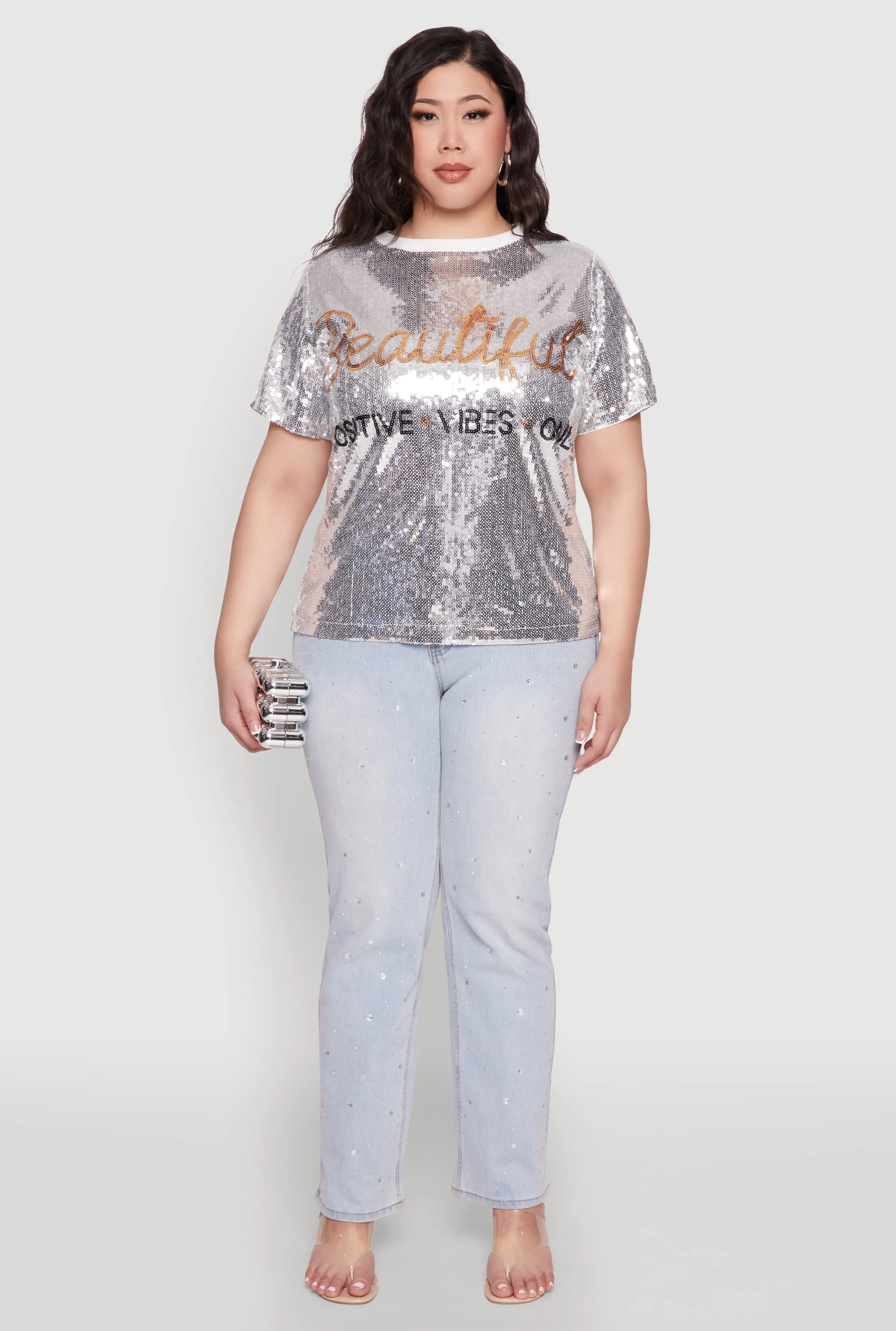 Plus Size Sequin Beautiful Graphic Tee sold by Rainbow product image thumbnail 3