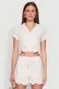Haute Monde Eyelet Detail Cropped Shirt sold by Rainbow