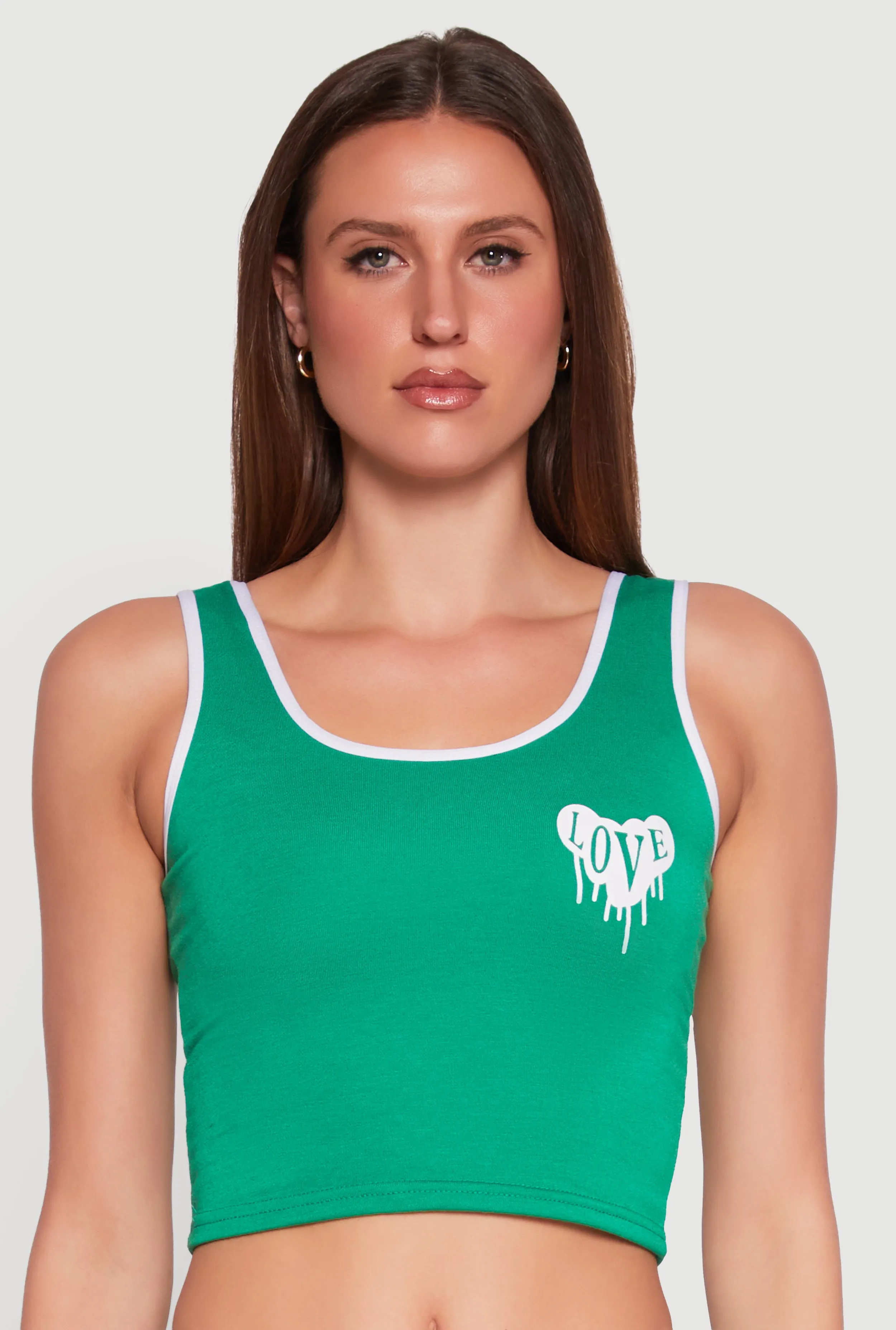 Love Contrast Trim Cropped Tank Top sold by Rainbow
